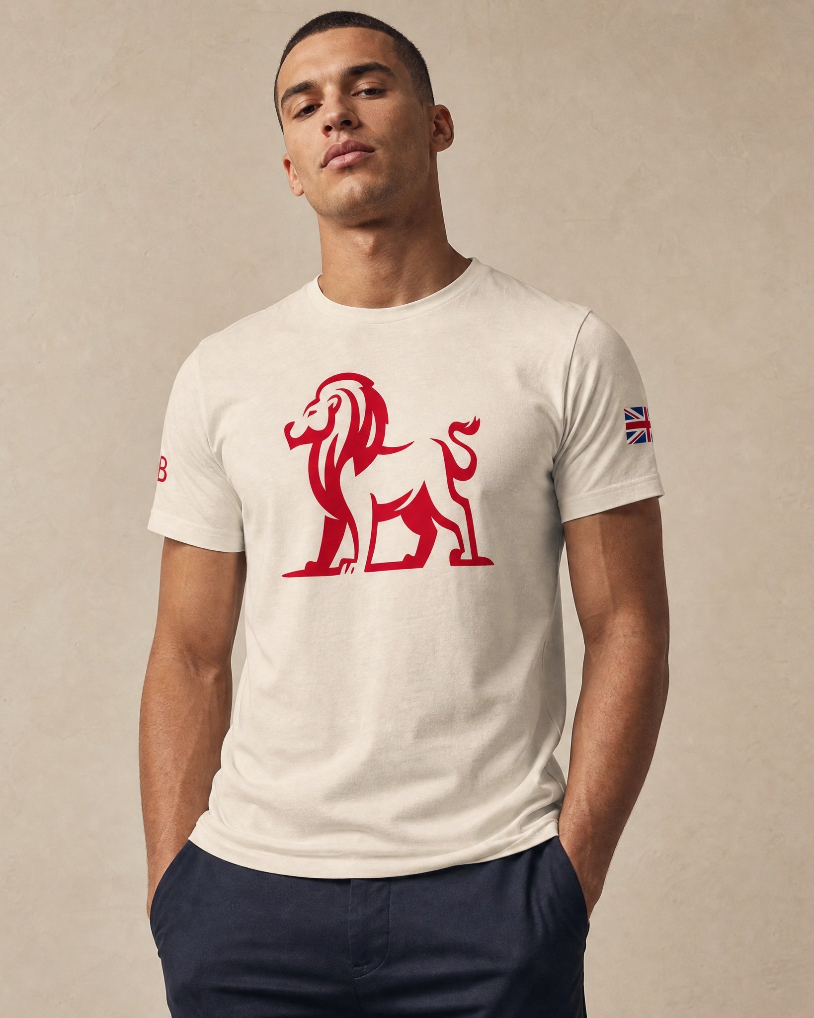 Jolly & Goode Shirts & Tops GB Lion Tee | Union Jack sleeve Cheeky British Style