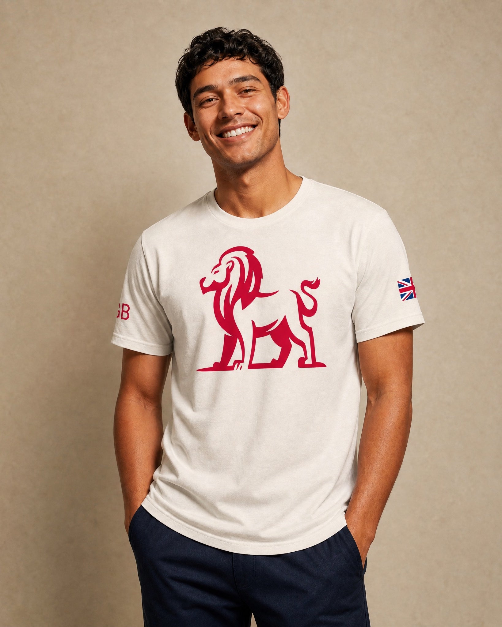 Jolly & Goode Shirts & Tops GB Lion Tee | Union Jack sleeve Cheeky British Style