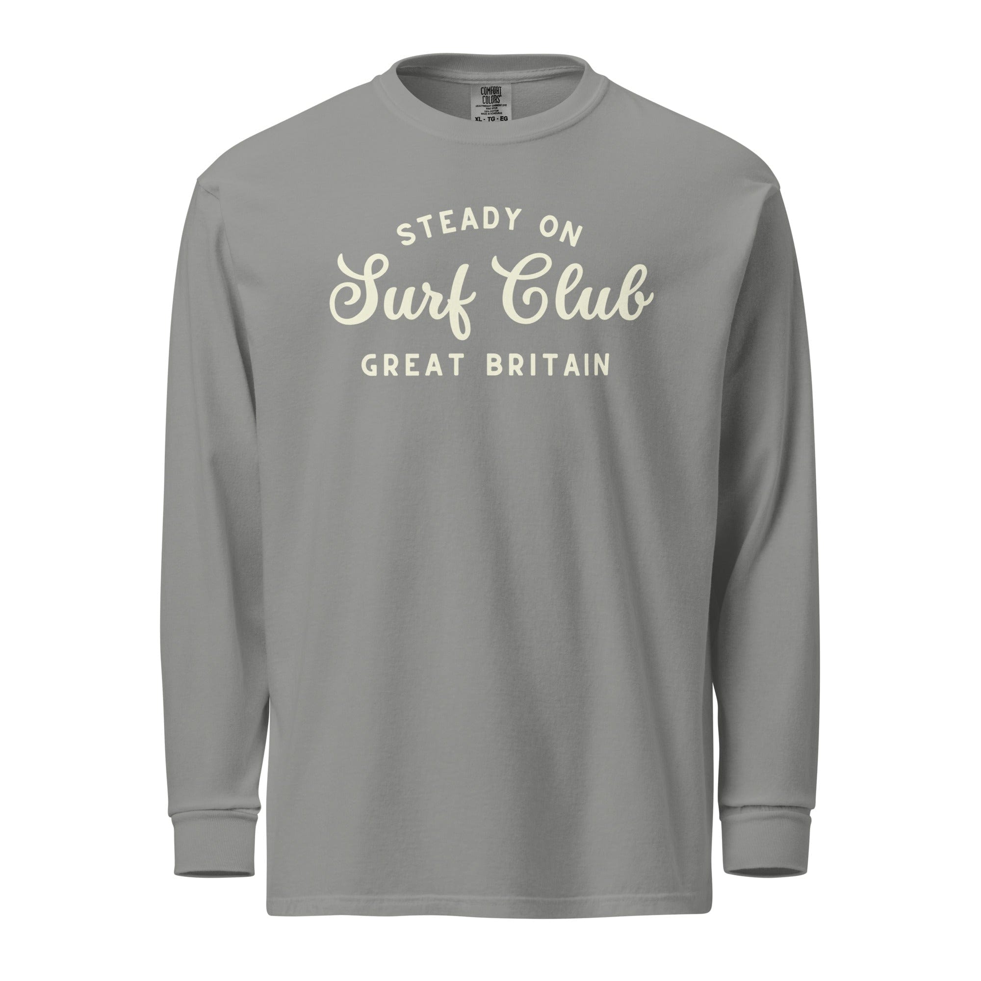 Jolly & Goode Shirts & Tops Grey / S Steady On Surf Club Great Britain | Curl | Garment-dyed Heavyweight Long-sleeve Shirt Cheeky British Style