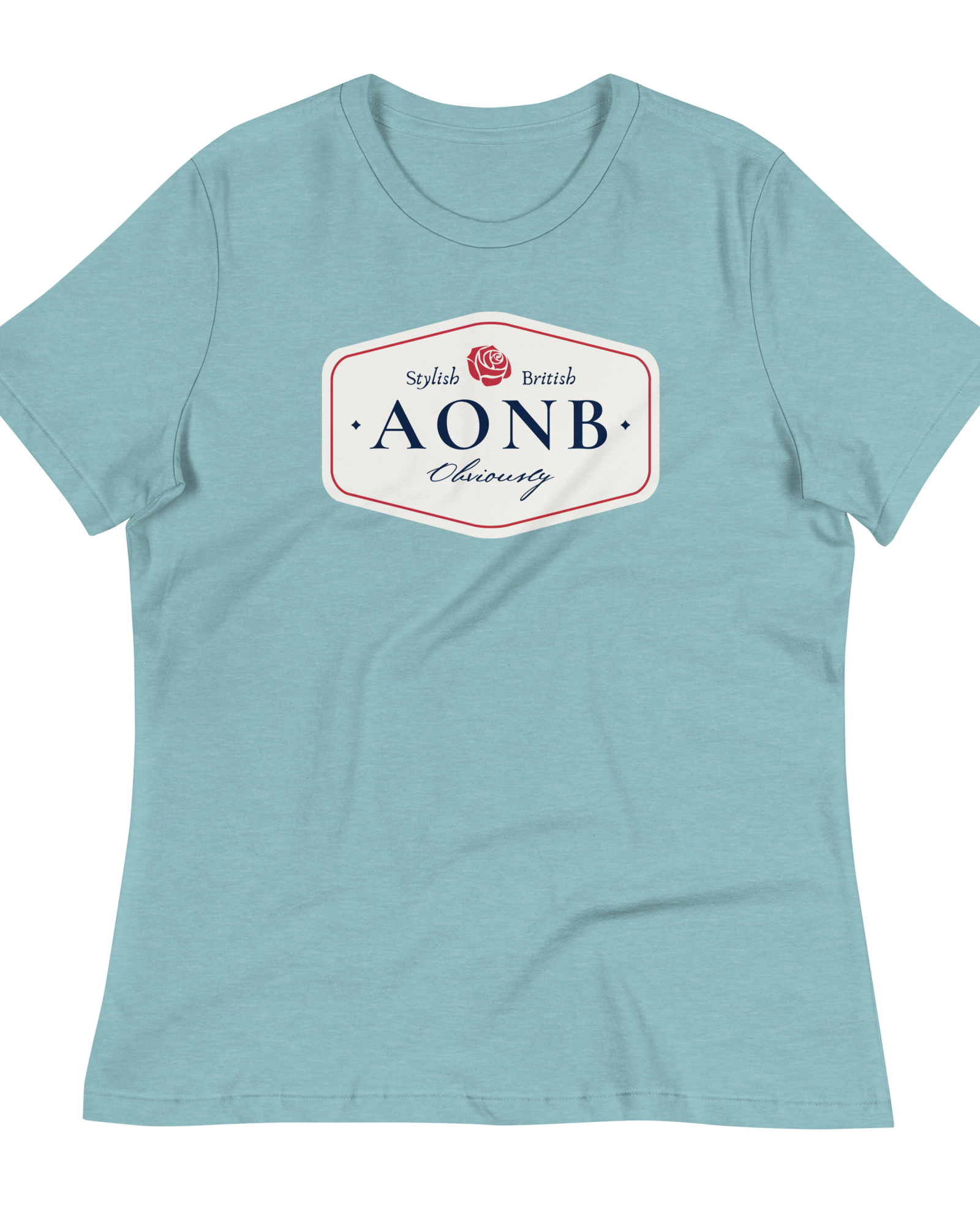 Jolly & Goode Shirts & Tops Heather Blue Lagoon / S AONB Women's Relaxed T-Shirt | Area of Outstanding Natural Beauty Cheeky British Style