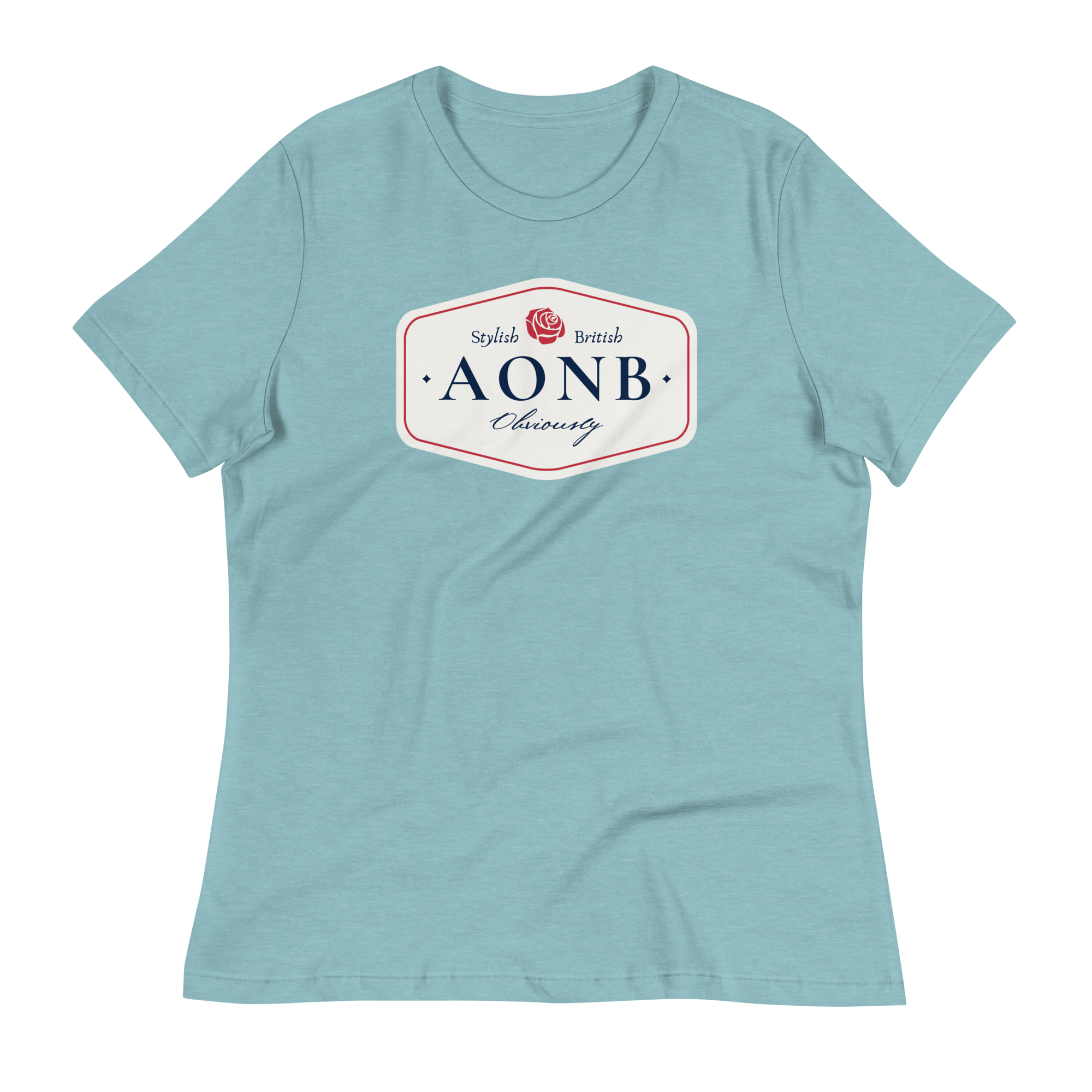 Jolly & Goode Shirts & Tops Heather Blue Lagoon / S AONB Women's Relaxed T-Shirt | Area of Outstanding Natural Beauty Cheeky British Style