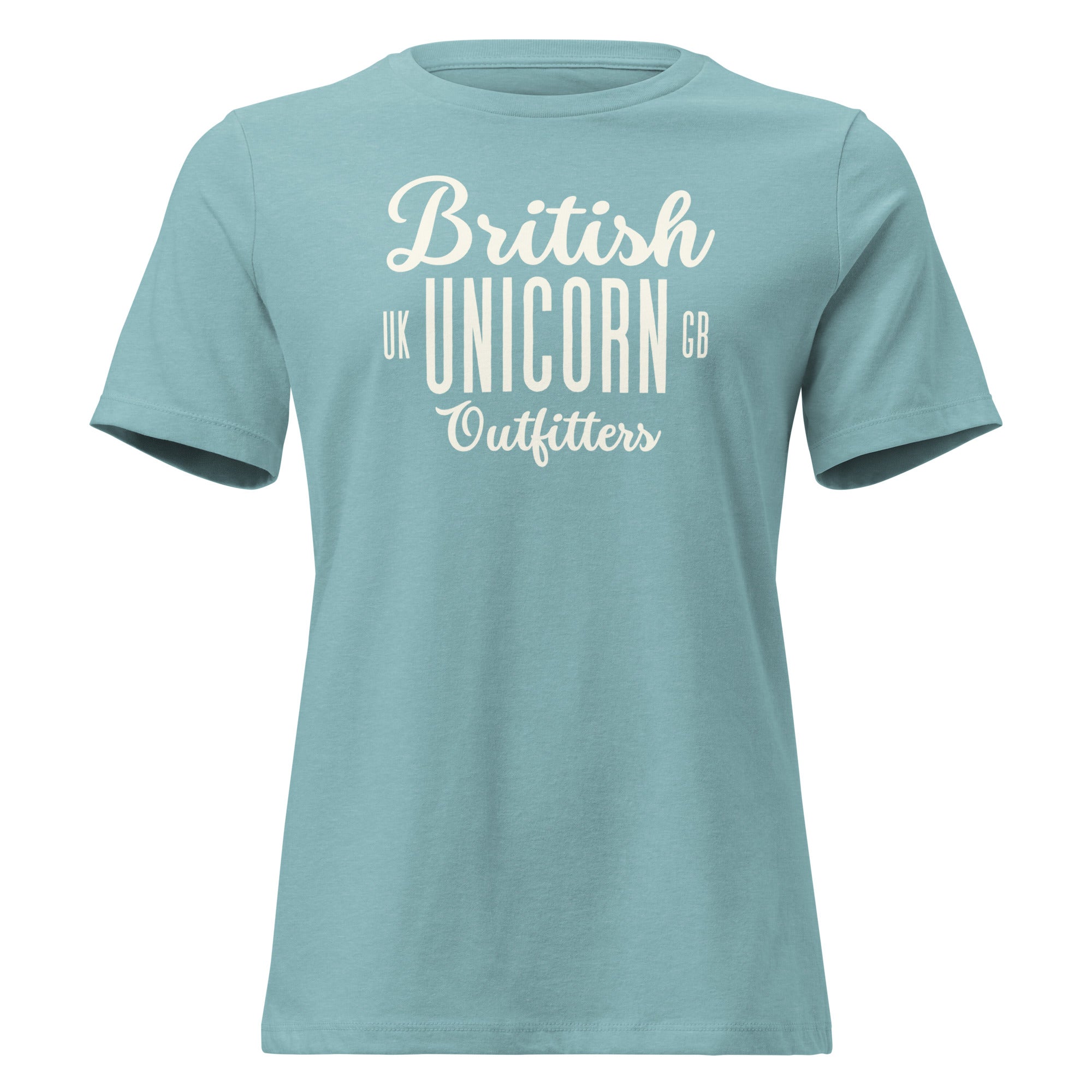 Jolly & Goode Shirts & Tops Heather Blue Lagoon / S British Unicorn Outfitters Women's Relaxed T-Shirt Cheeky British Style