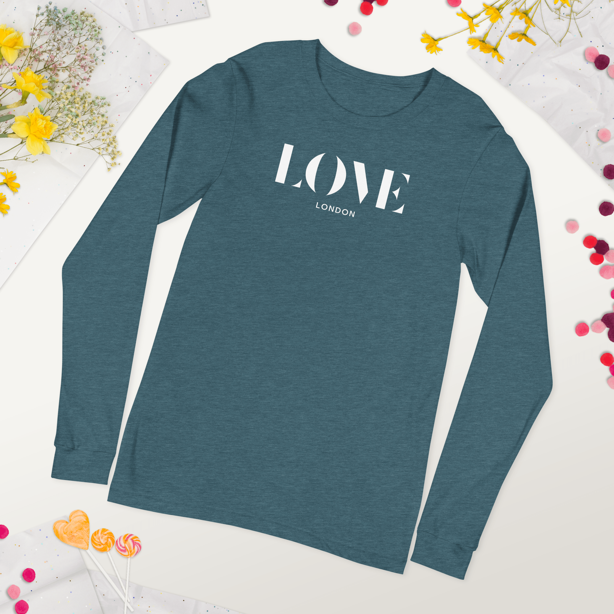Jolly & Goode Shirts & Tops Heather Deep Teal / XS Love London Long Sleeve Shirt Cheeky British Style