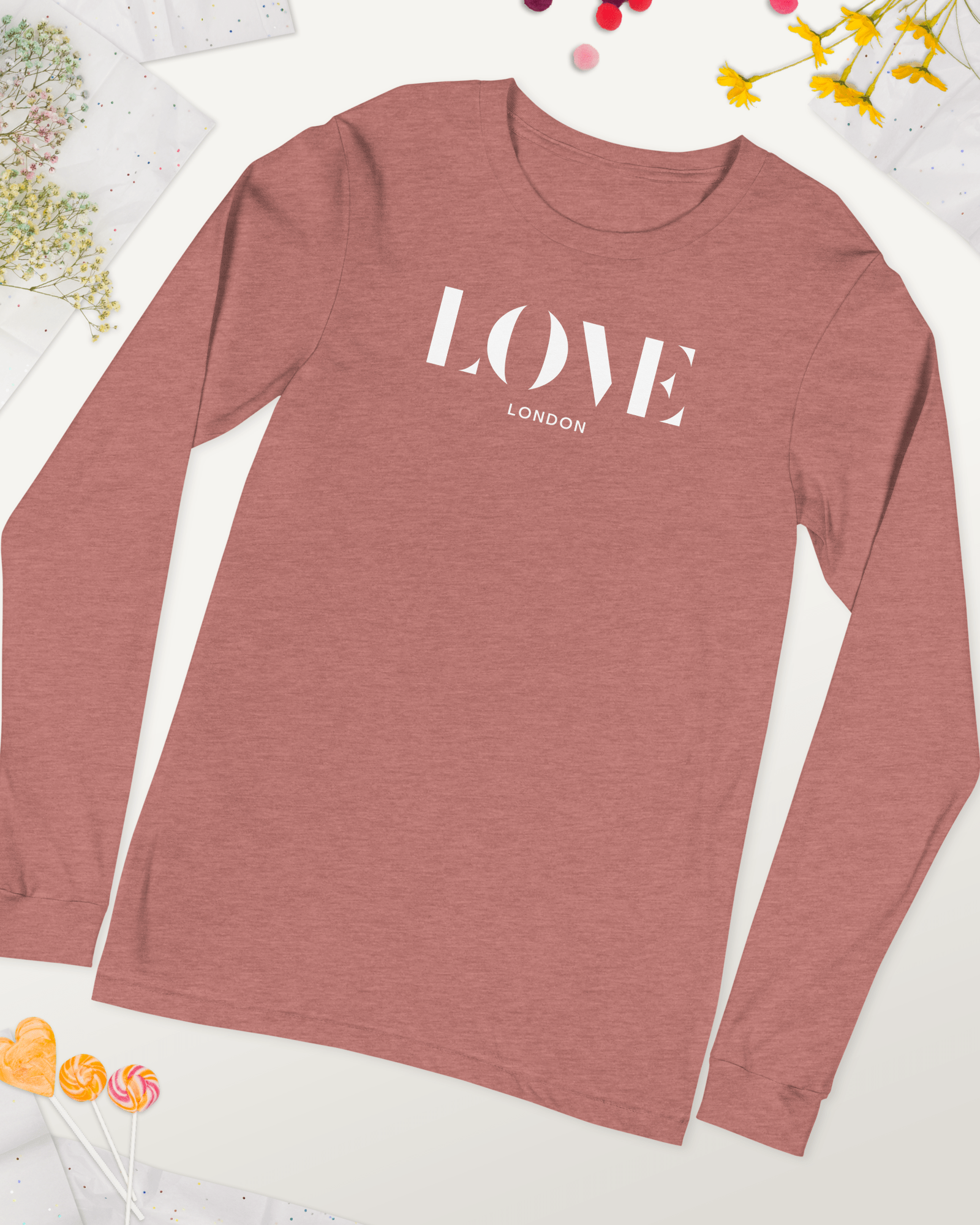 Jolly & Goode Shirts & Tops Heather Mauve / XS Love London Long Sleeve Shirt Cheeky British Style