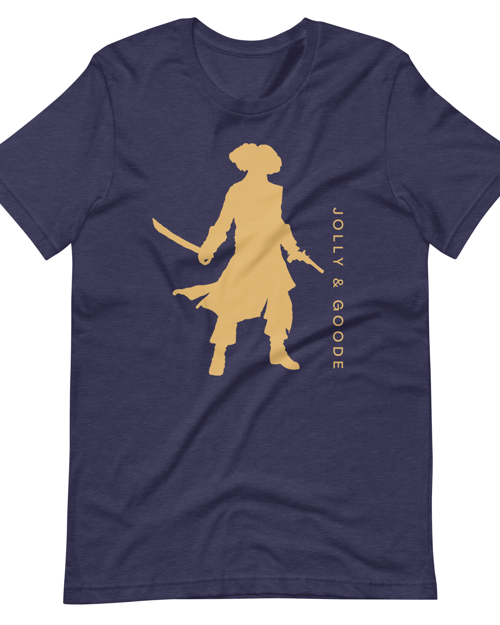 Jolly & Goode Shirts & Tops Heather Midnight Navy / S Jolly & Goode Gold Pirate Silhouette T-shirt Cheeky British Style