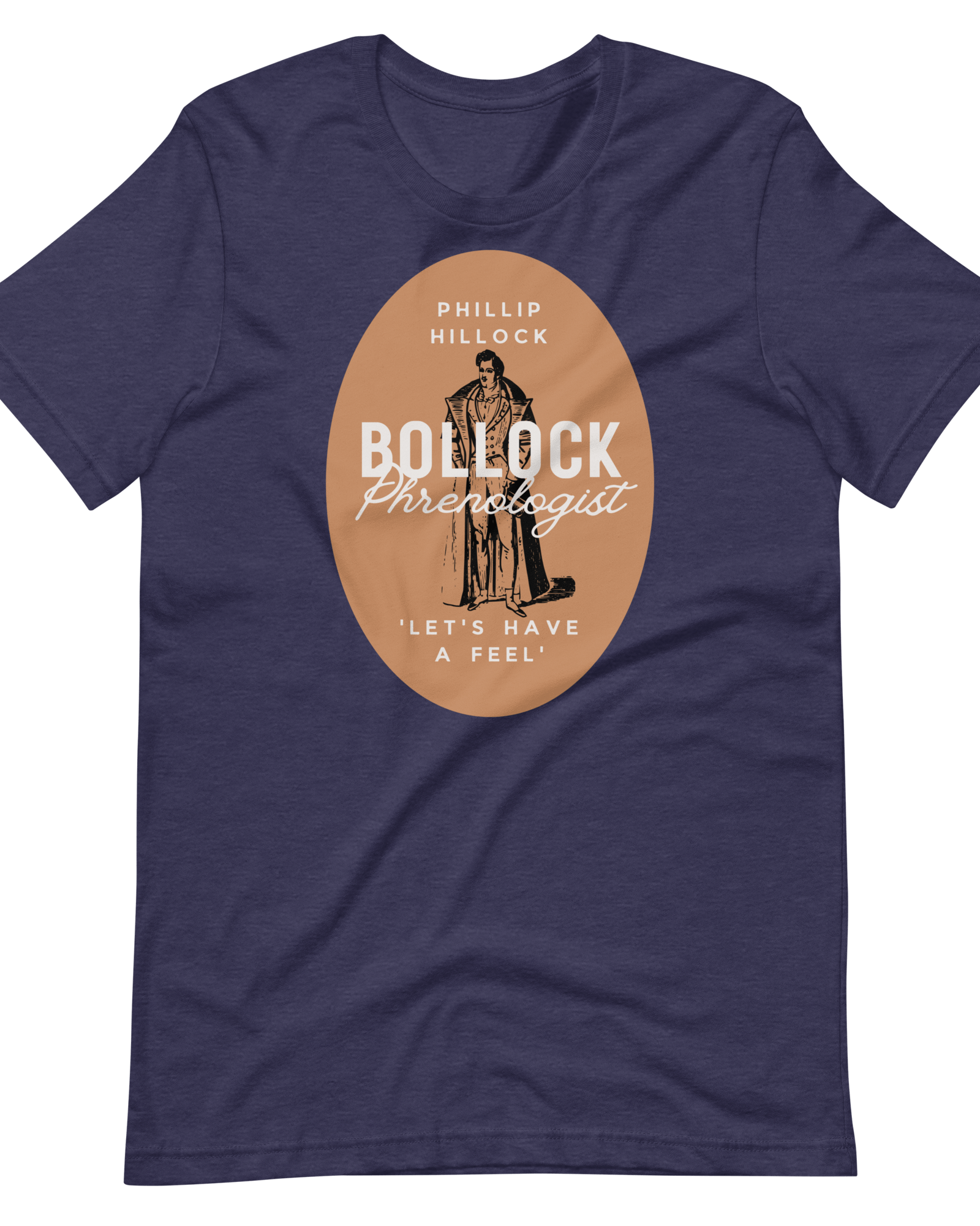 Jolly & Goode Shirts & Tops Heather Midnight Navy / S Phillip Hillock Bollock Phrenologist T-shirt Cheeky British Style