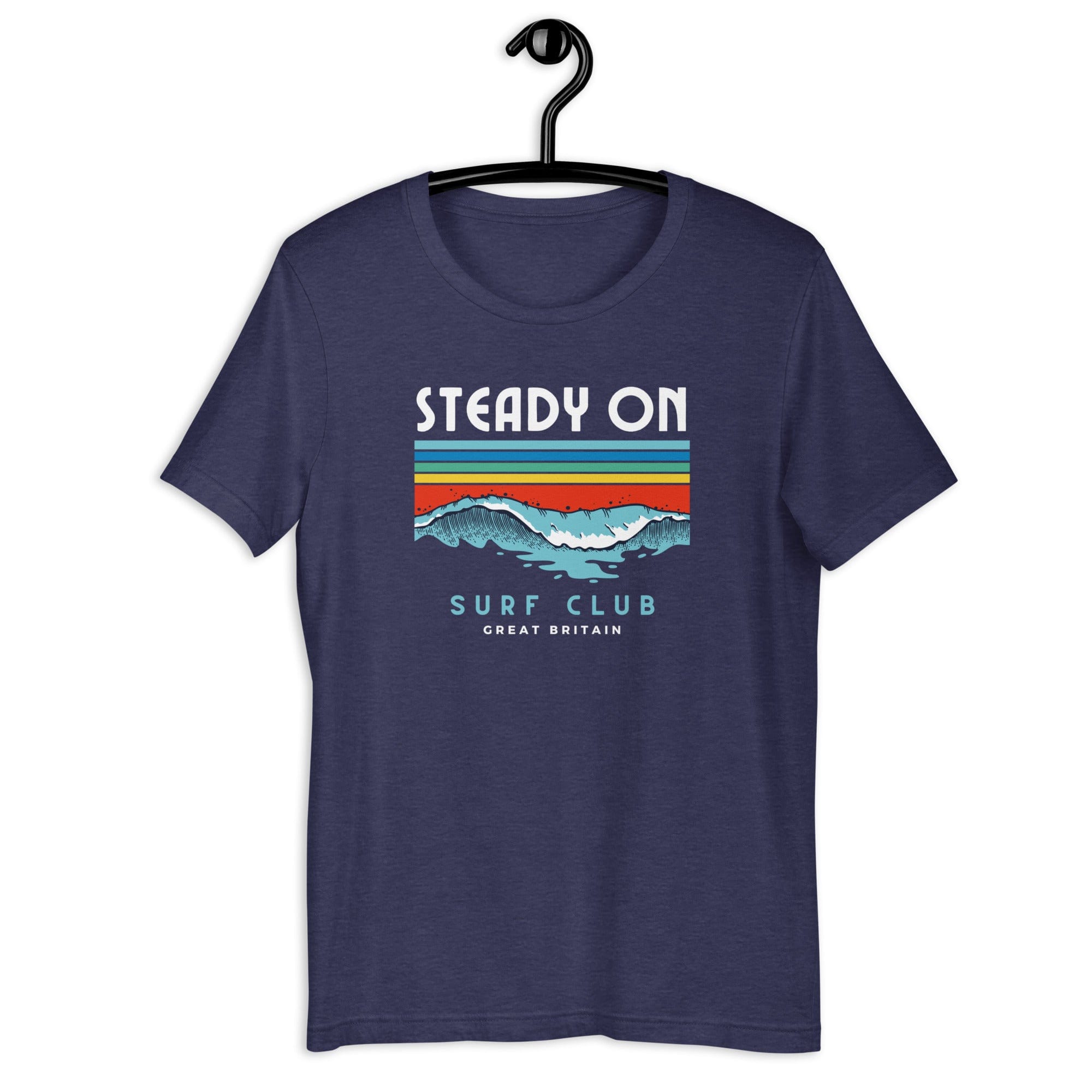 Jolly & Goode Shirts & Tops Heather Midnight Navy / S Steady On Surf Club Great Britain 70s Wave T-shirt Cheeky British Style