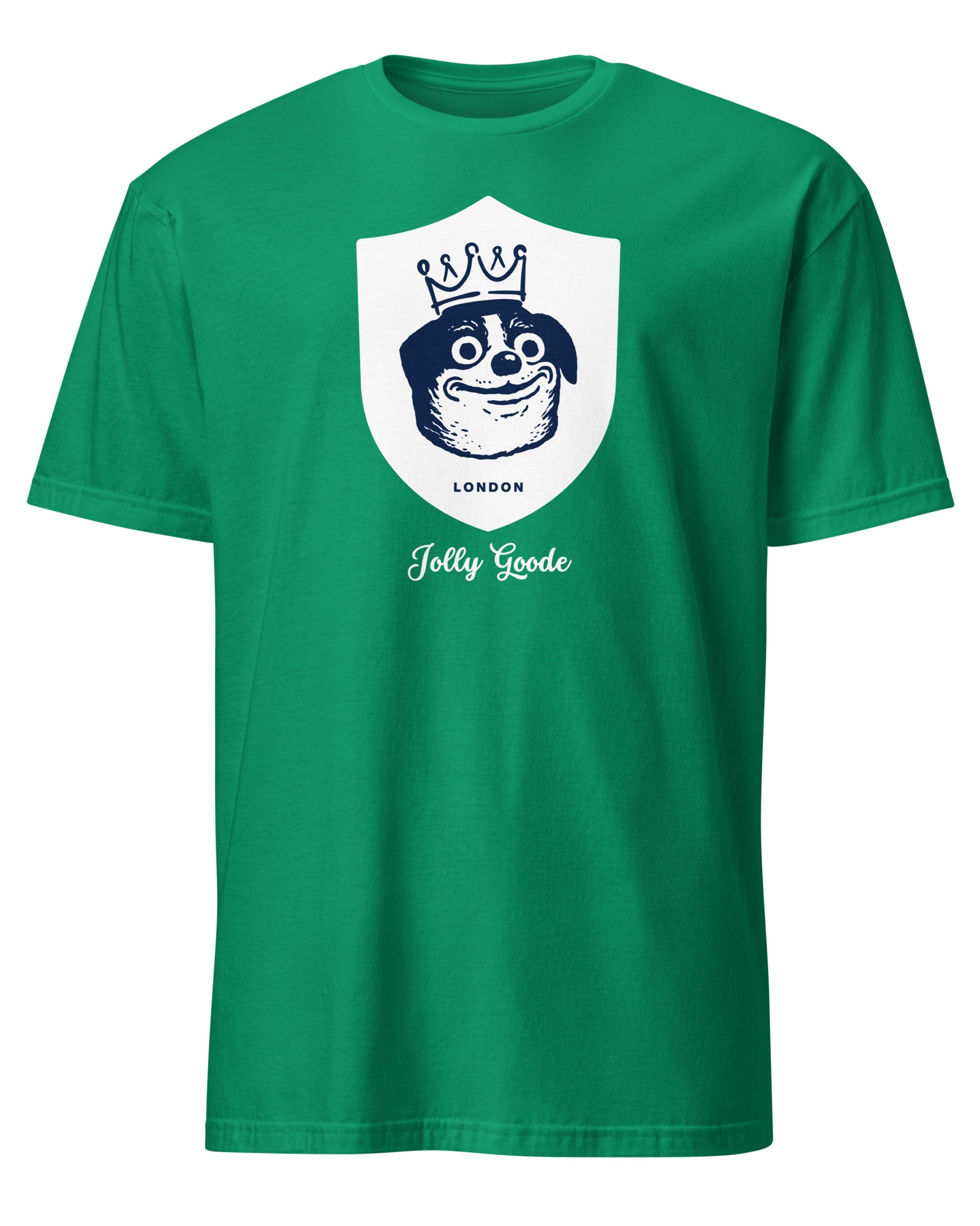 Jolly & Goode Shirts & Tops Kelly Green / S Jolly Goode London Crowned Dog Shield T-shirt Cheeky British Style