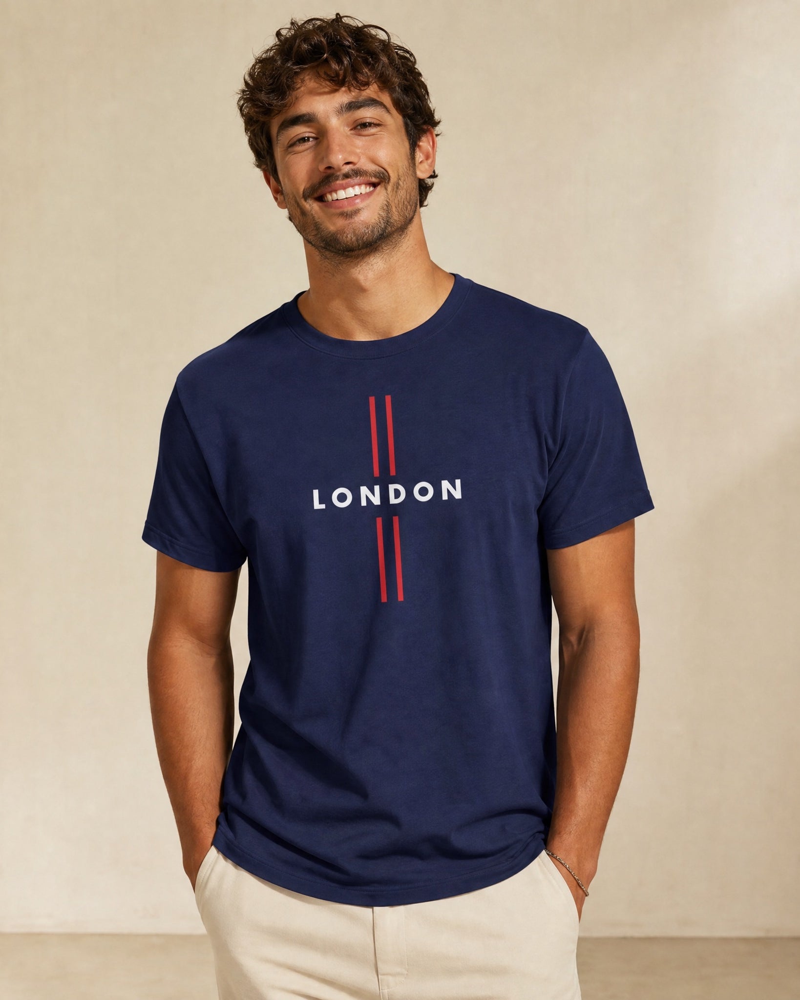 Jolly & Goode Shirts & Tops London Tee | Double Red Stripe Cheeky British Style