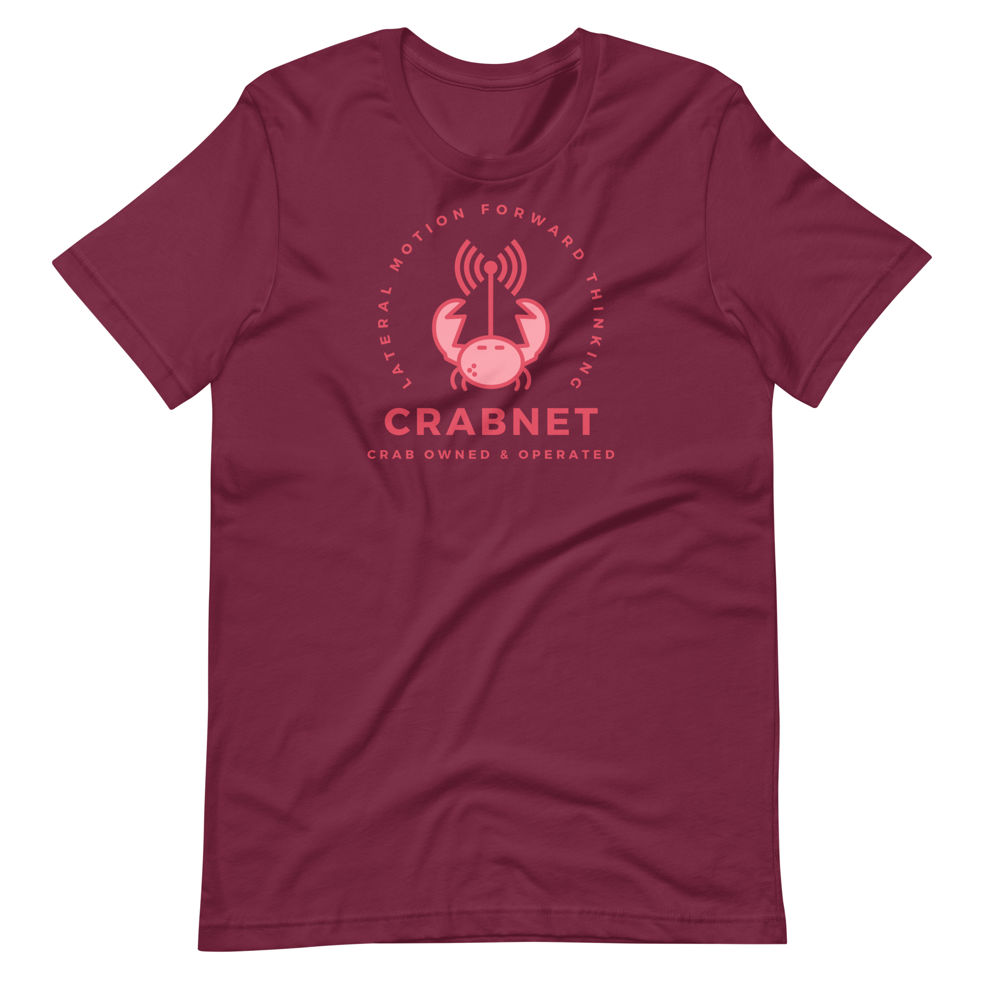 Jolly & Goode Shirts & Tops Maroon / S Crabnet T-shirt | Lateral Motion Forward Thinking | Unisex Fit Cheeky British Style