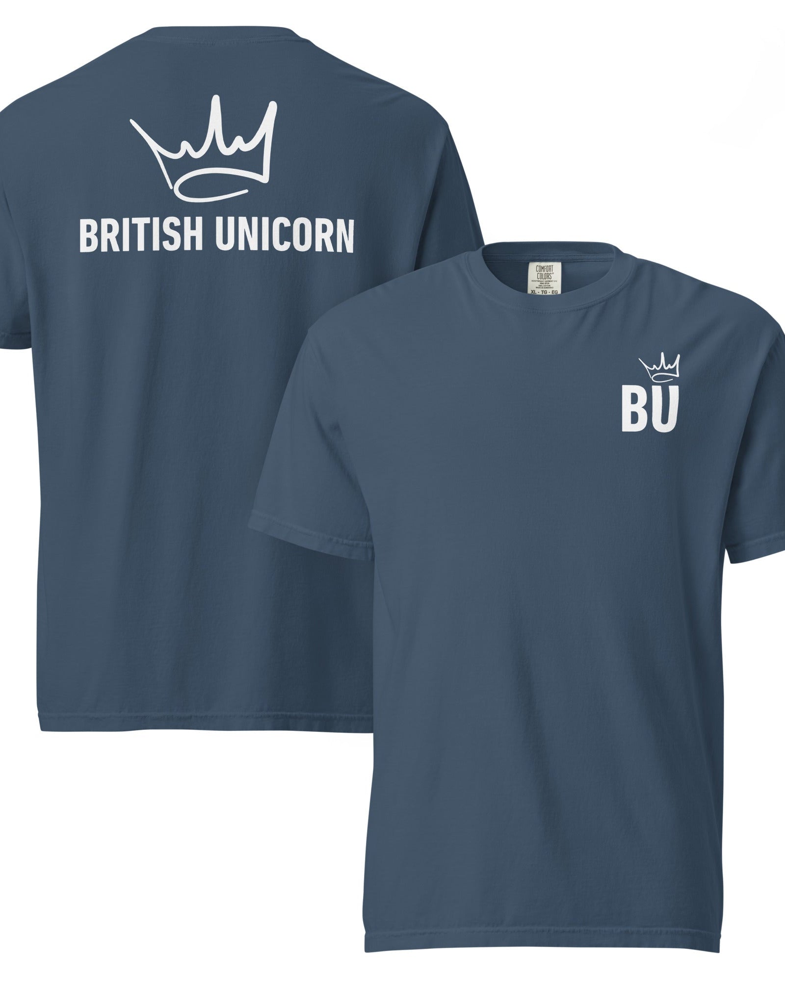 Jolly & Goode Shirts & Tops Midnight / S British Unicorn | BU Crown | Garment-dyed Heavyweight Tee Cheeky British Style