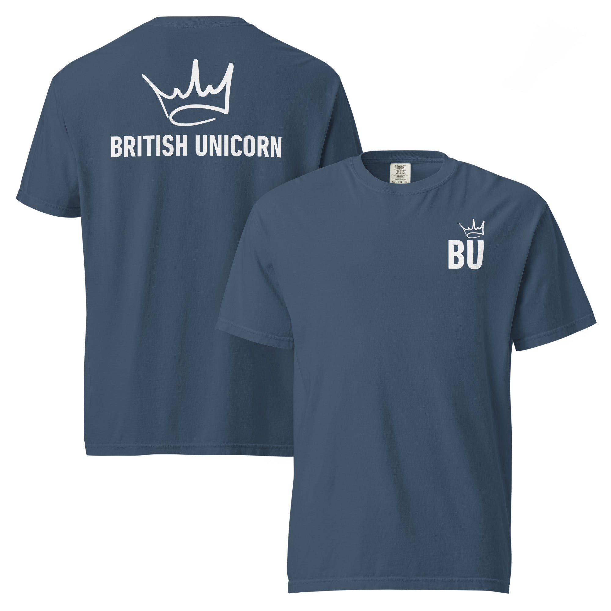 Jolly & Goode Shirts & Tops Midnight / S British Unicorn | BU Crown | Garment-dyed Heavyweight Tee Cheeky British Style