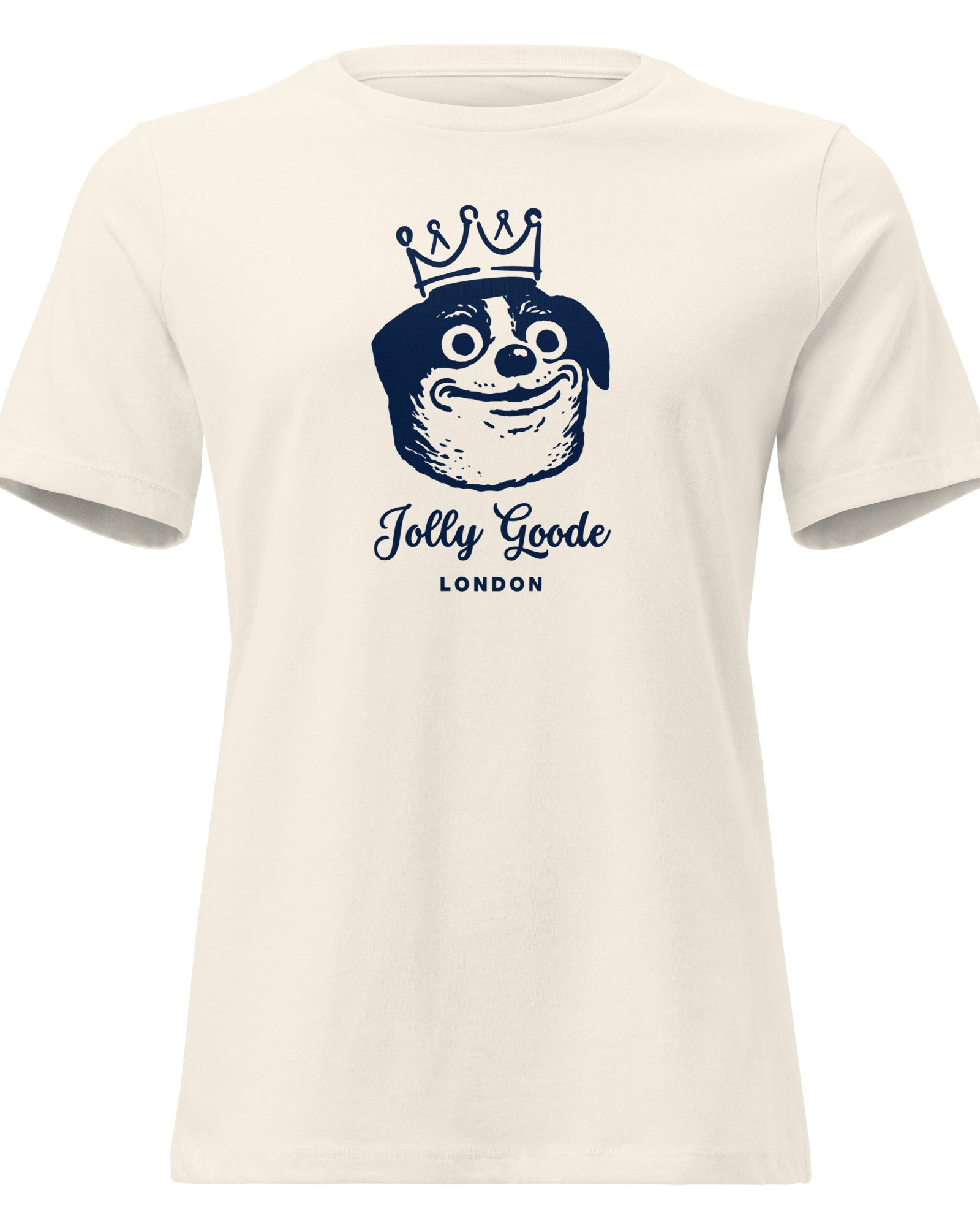 Jolly & Goode Shirts & Tops Natural / S Jolly Goode London, Crowned Dog, Women's Tee Cheeky British Style