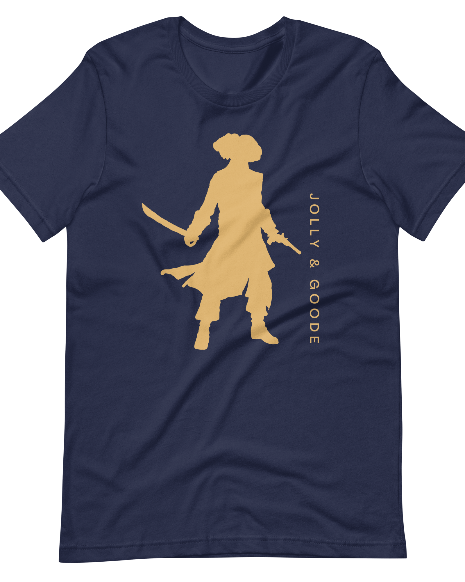 Jolly & Goode Shirts & Tops Navy / S Jolly & Goode Gold Pirate Silhouette T-shirt Cheeky British Style