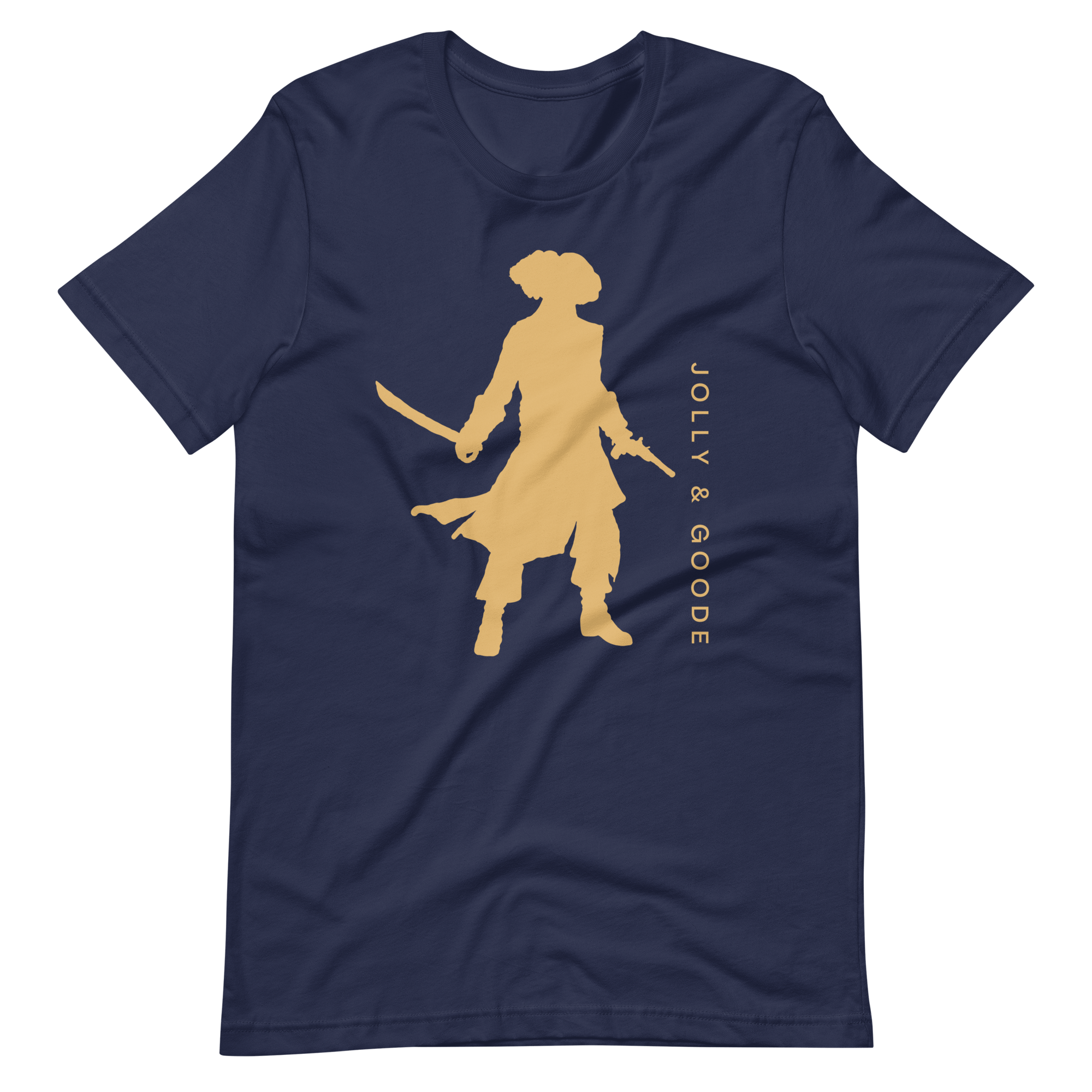 Jolly & Goode Shirts & Tops Navy / S Jolly & Goode Gold Pirate Silhouette T-shirt Cheeky British Style