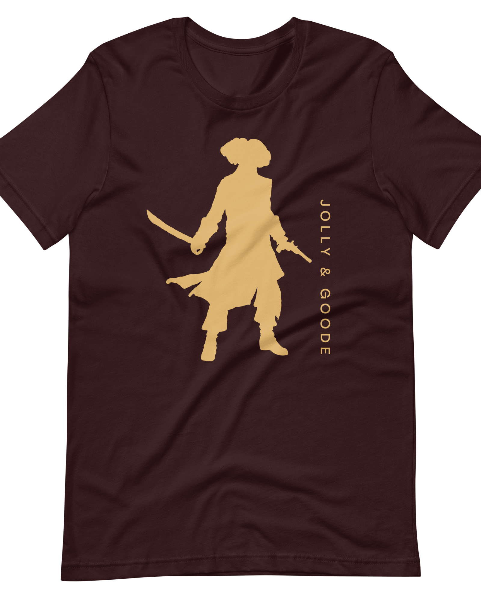 Jolly & Goode Shirts & Tops Oxblood Black / S Jolly & Goode Gold Pirate Silhouette T-shirt Cheeky British Style
