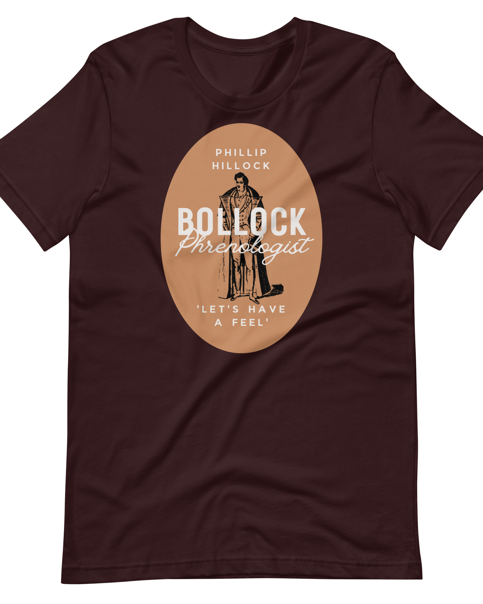 Jolly & Goode Shirts & Tops Oxblood Black / S Phillip Hillock Bollock Phrenologist T-shirt Cheeky British Style