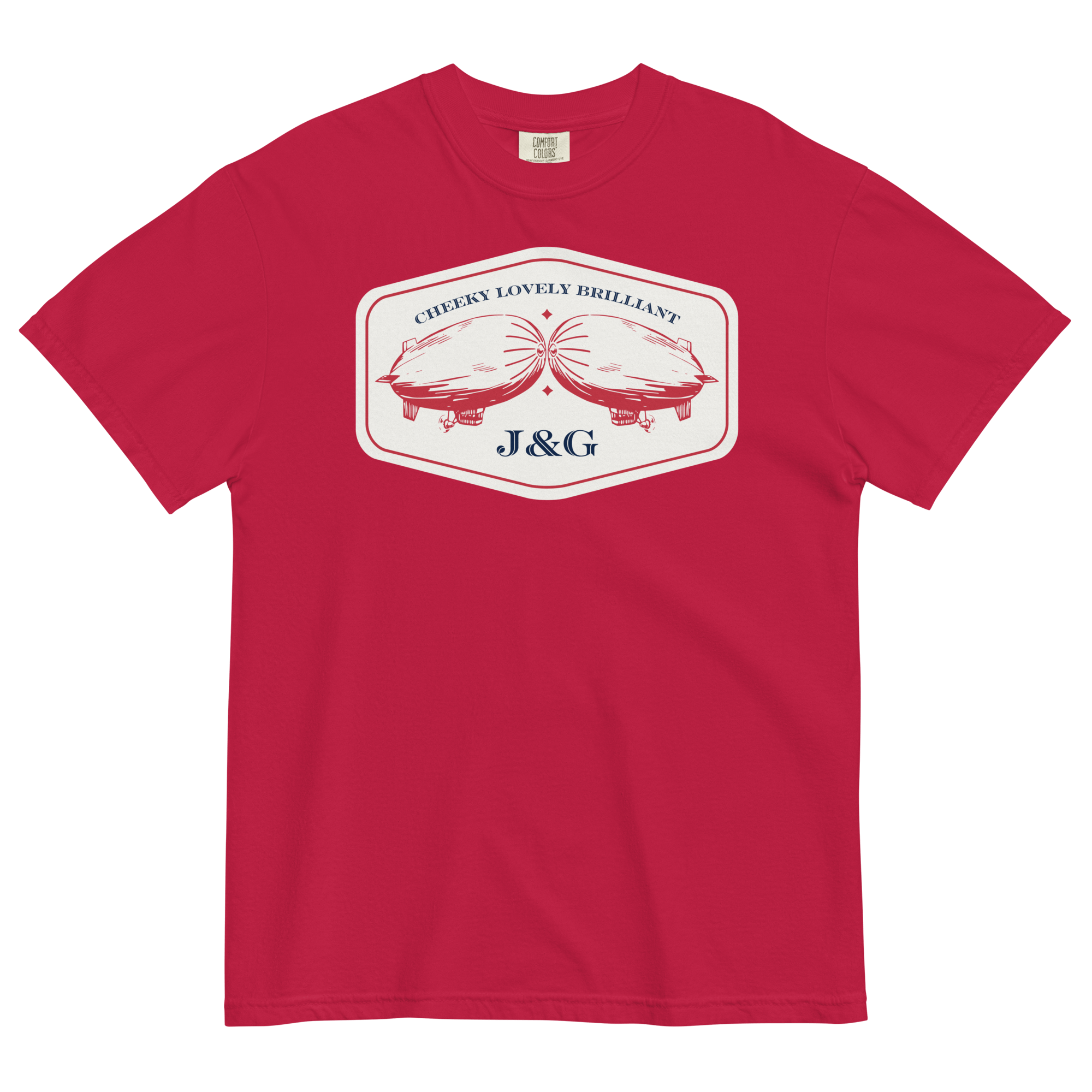 Jolly & Goode Shirts & Tops Red / S Cheeky Lovely Brilliant Airships T-shirt | Garment-Dyed Heavyweight Cotton Cheeky British Style