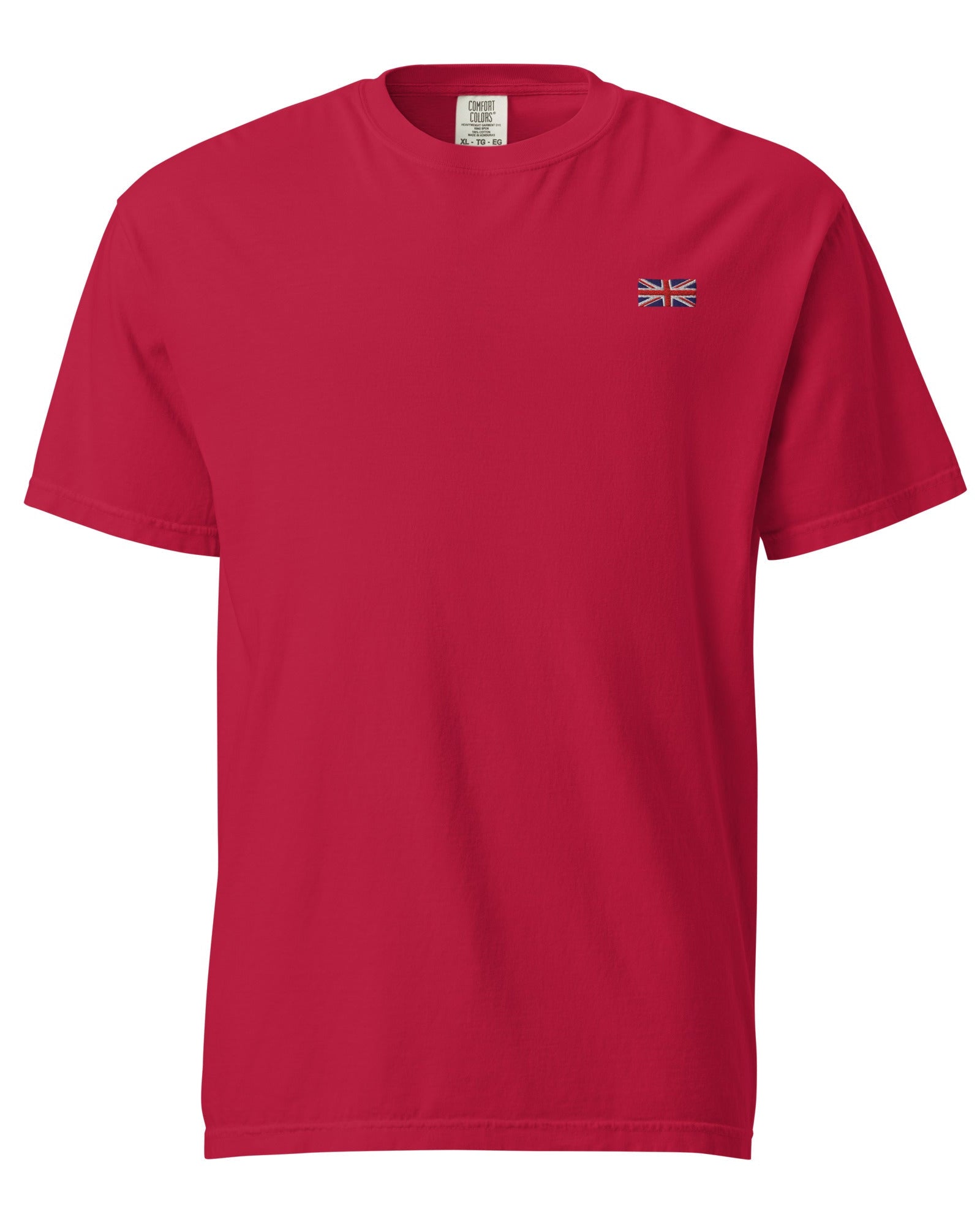 Jolly & Goode Shirts & Tops Red / S Embroidered Union Jack Tee | Left Chest Cheeky British Style