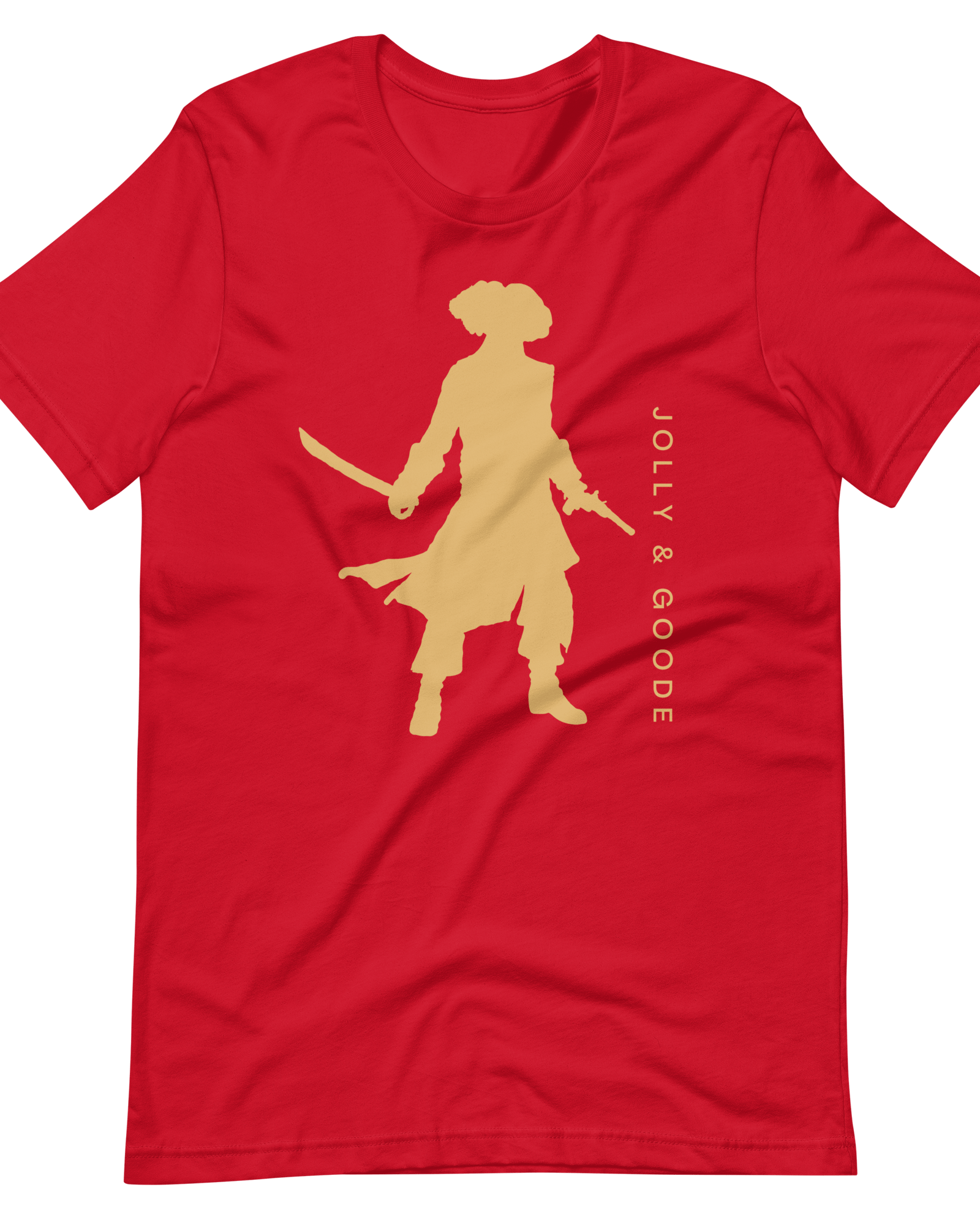Jolly & Goode Shirts & Tops Red / S Jolly & Goode Gold Pirate Silhouette T-shirt Cheeky British Style