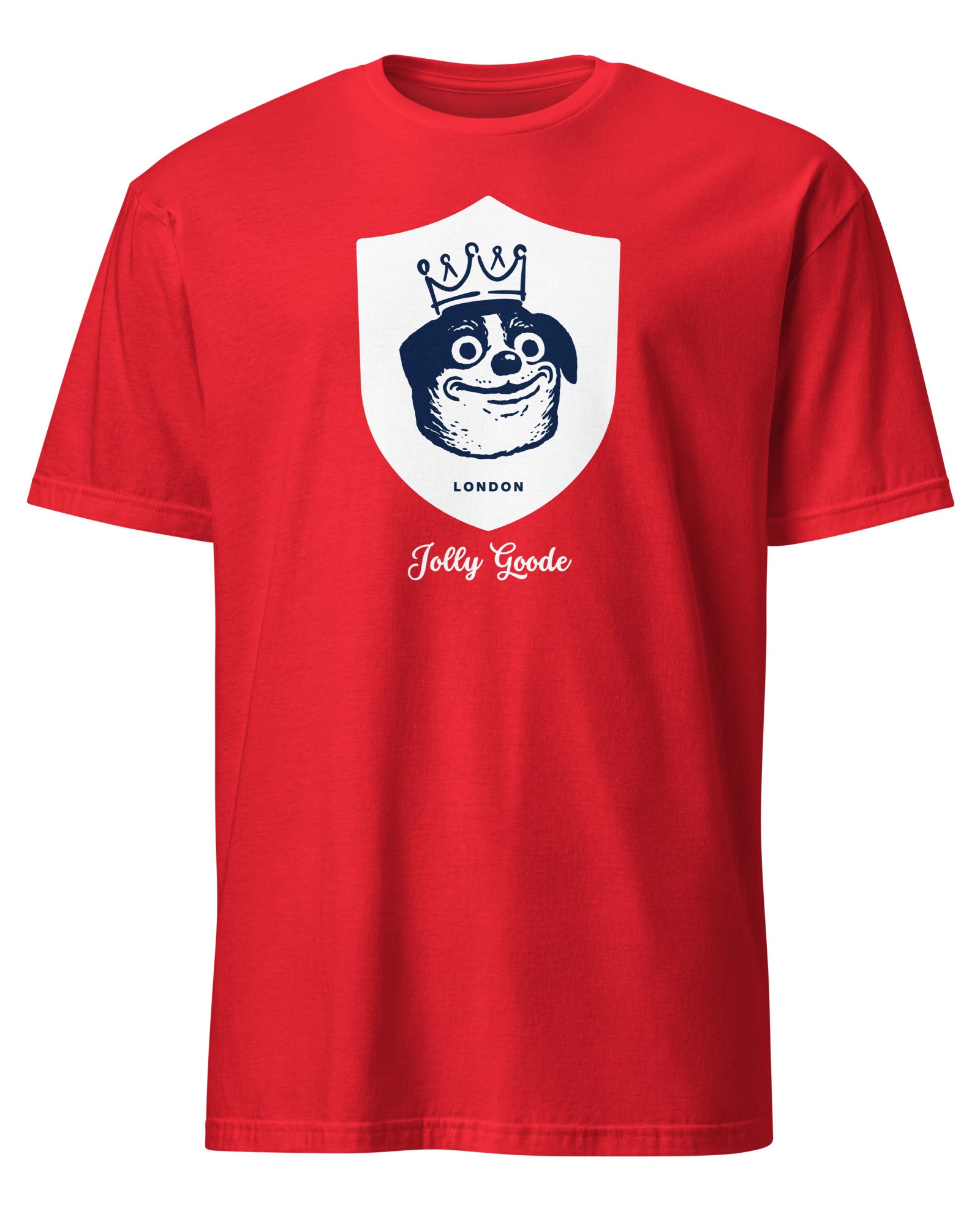 Jolly & Goode Shirts & Tops Red / S Jolly Goode London Crowned Dog Shield T-shirt Cheeky British Style