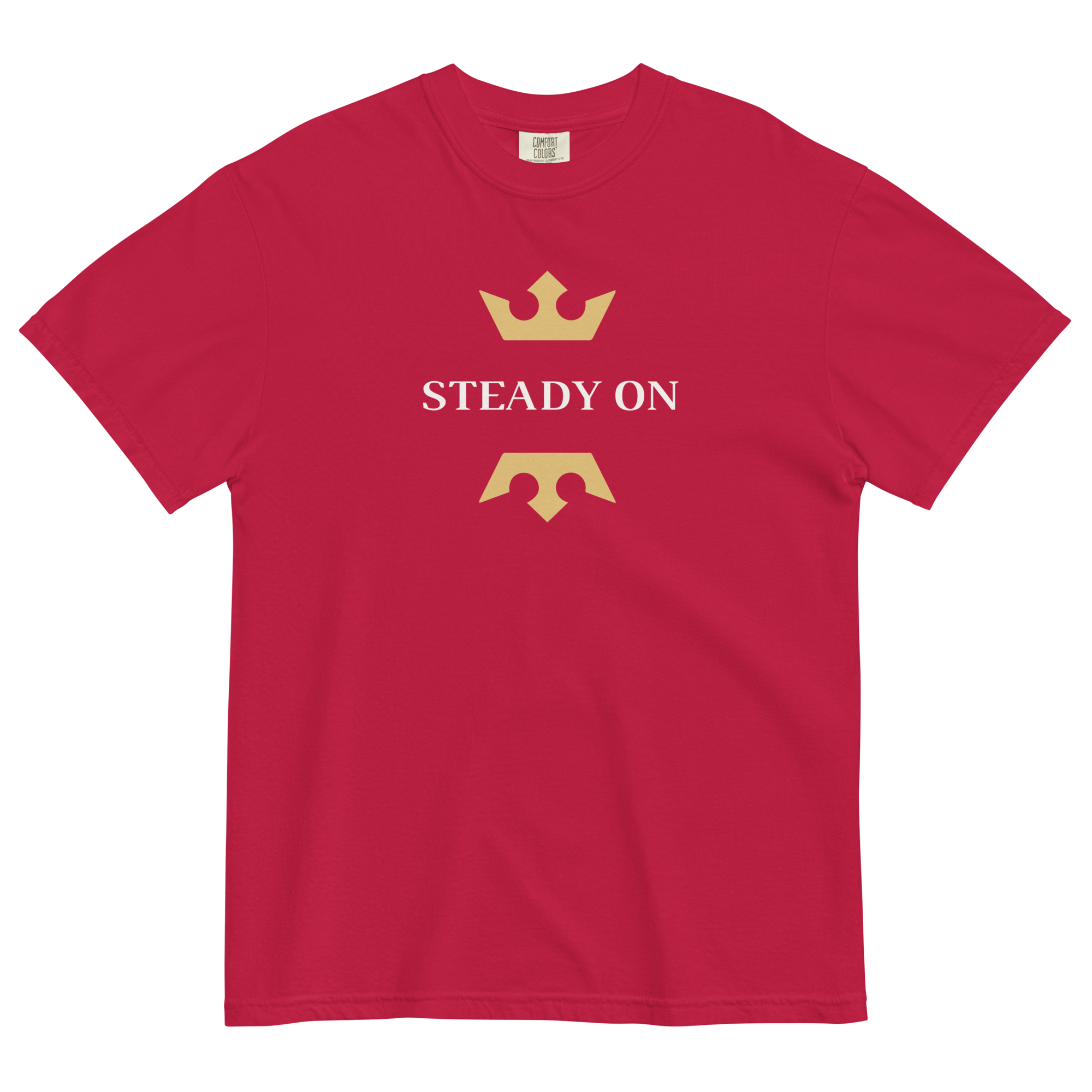 Jolly & Goode Shirts & Tops Red / S Steady On T-shirt | Garment-dyed Heavyweight Cotton Cheeky British Style