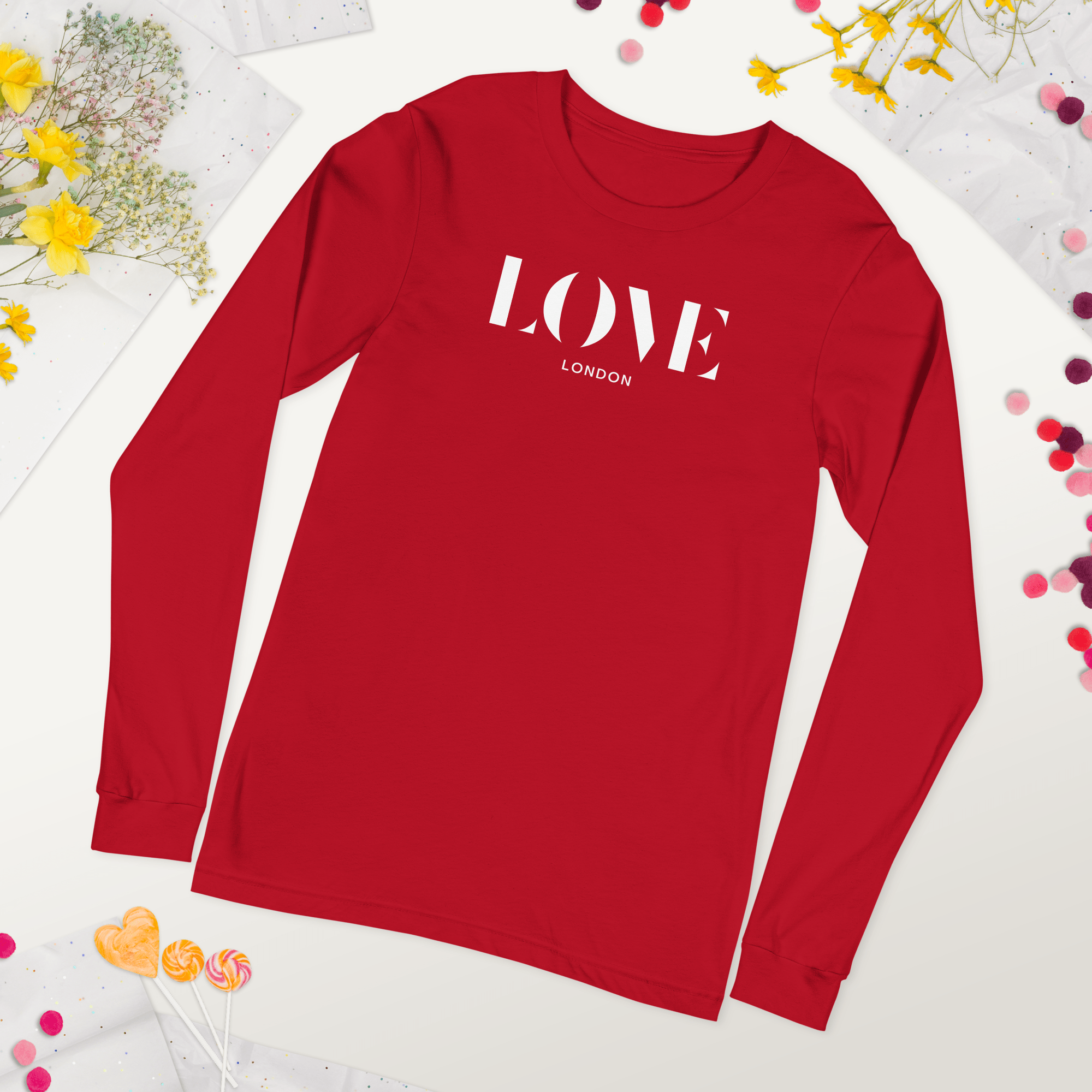Jolly & Goode Shirts & Tops Red / XS Love London Long Sleeve Shirt Cheeky British Style
