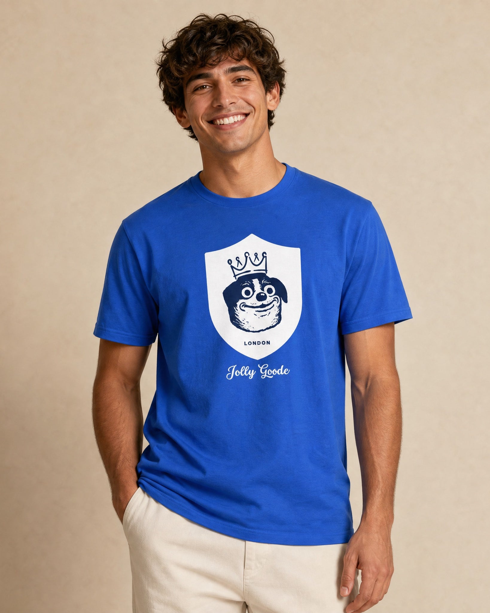 Jolly & Goode Shirts & Tops Royal / S Jolly Goode London Crowned Dog Shield T-shirt Cheeky British Style