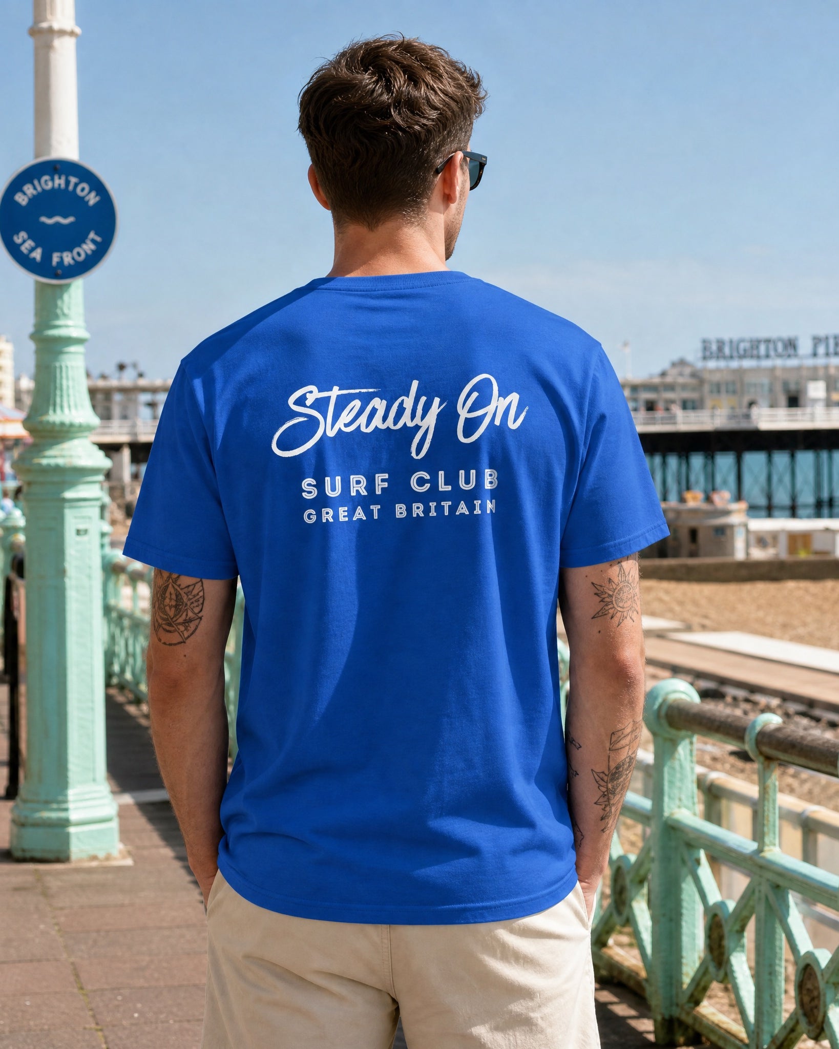 Jolly & Goode Shirts & Tops Royal / S Steady On Surf Club Great Britain Tee | Unisex Cheeky British Style
