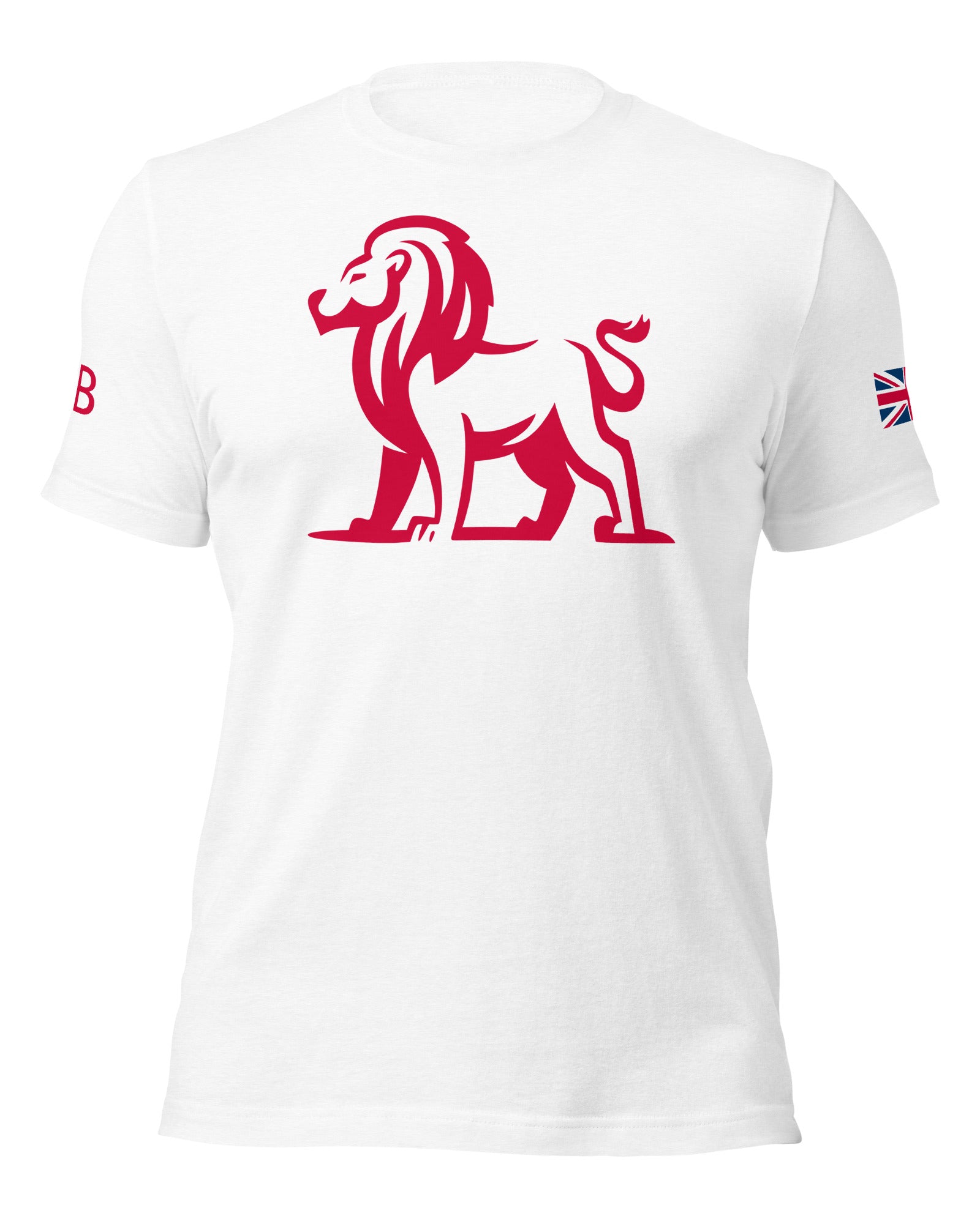 Jolly & Goode Shirts & Tops Solid White Blend / S GB Lion Tee | Union Jack sleeve Cheeky British Style
