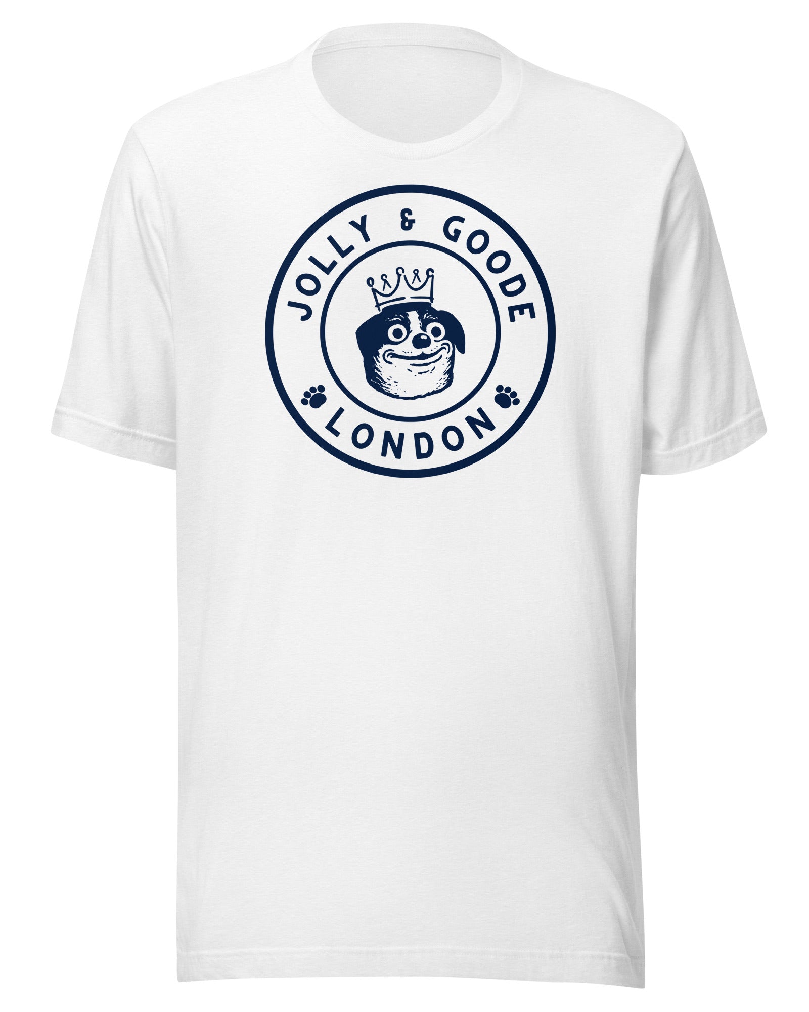 Jolly & Goode Shirts & Tops Solid White Blend / S Jolly & Goode London Crowned Dog T-shirt Cheeky British Style
