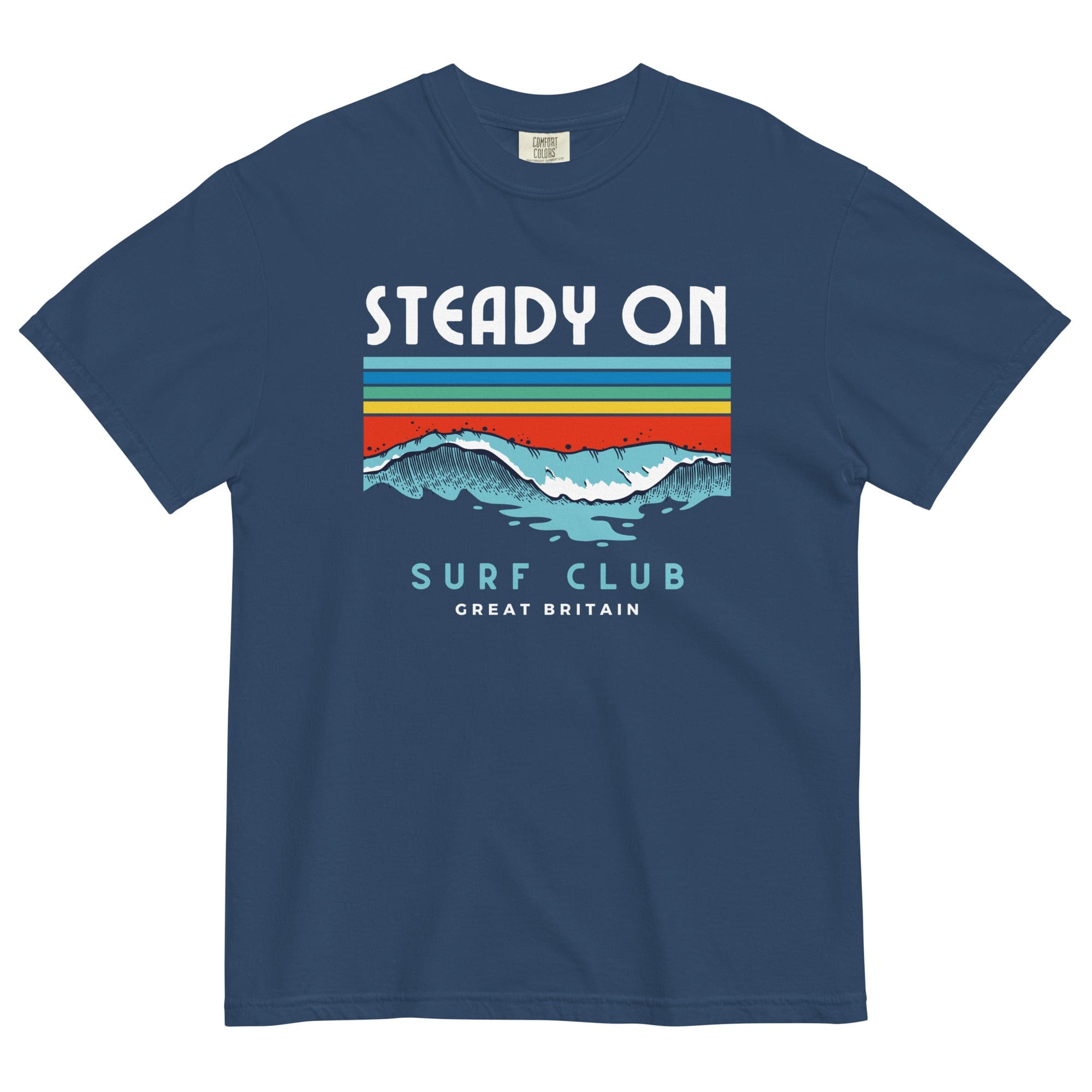 Jolly & Goode Shirts & Tops Steady On Surf Club Great Britain | Big Wave | Garment-dyed Heavyweight T-shirt Cheeky British Style