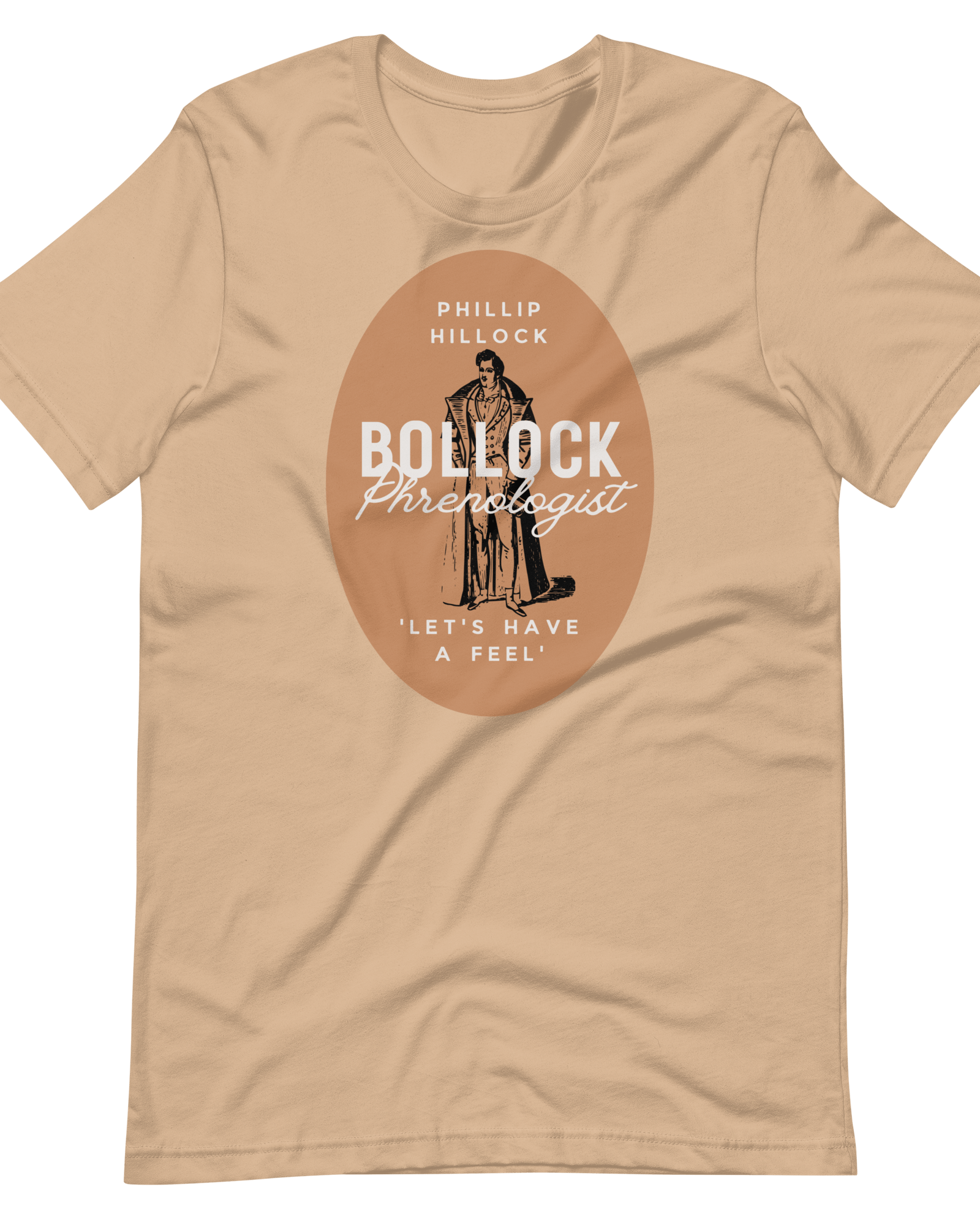 Jolly & Goode Shirts & Tops Tan / S Phillip Hillock Bollock Phrenologist T-shirt Cheeky British Style