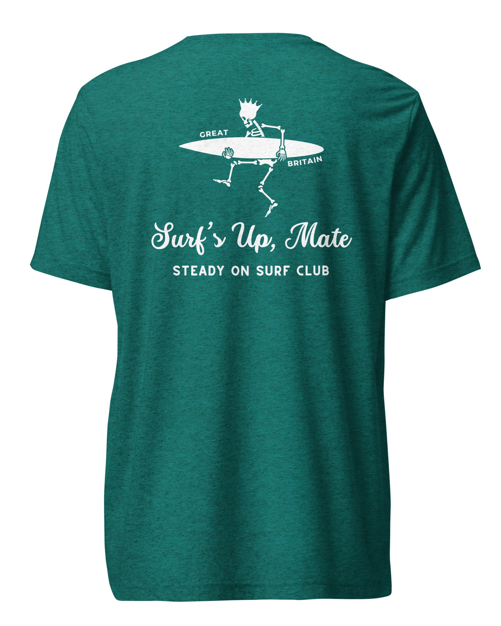 Jolly & Goode Shirts & Tops Teal Triblend / XS Surf's Up, Mate | Steady On Surf Club Tee Cheeky British Style