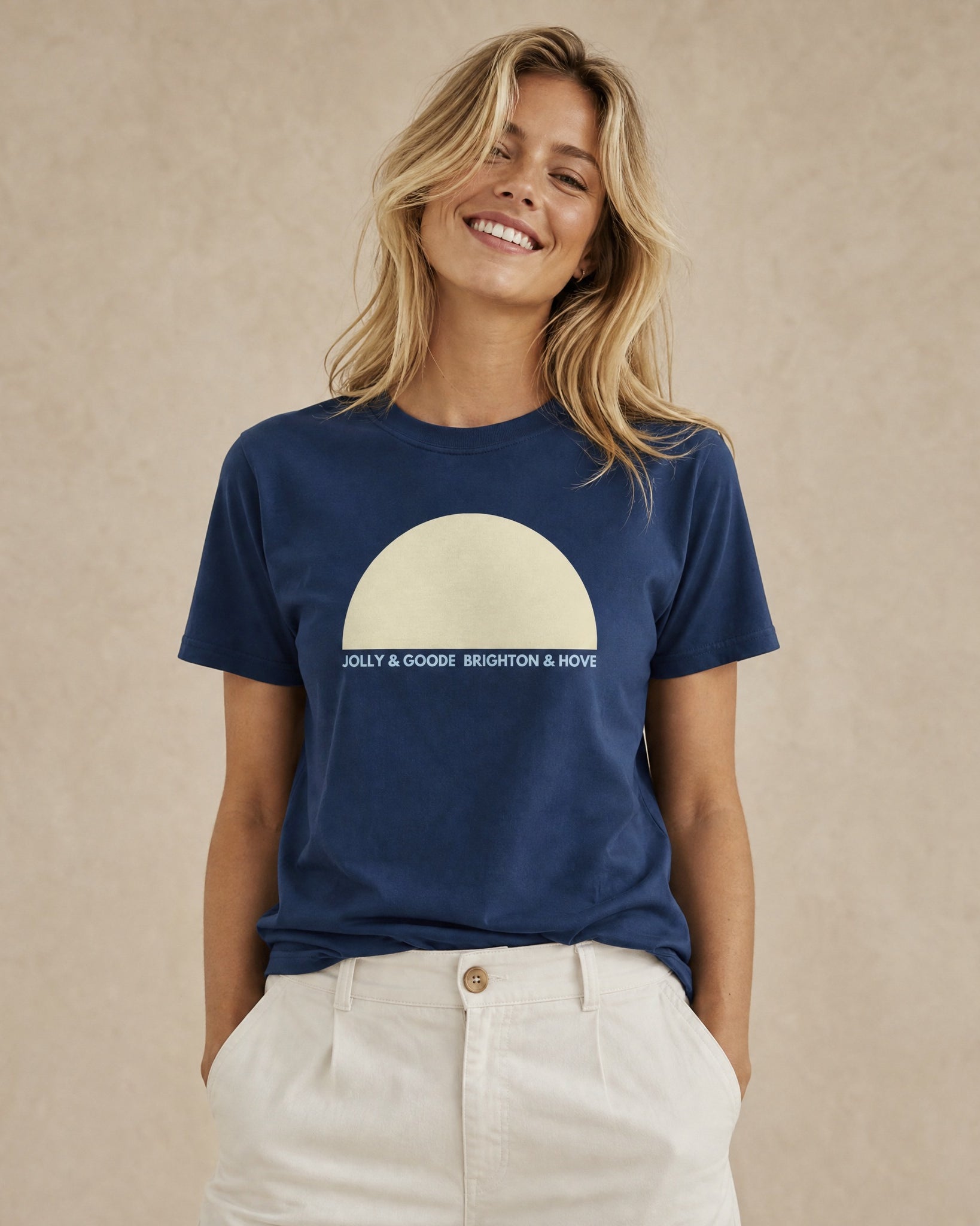 Jolly & Goode Shirts & Tops True Navy / S Brighton & Hove Sun | Garment-dyed Heavyweight T-shirt Cheeky British Style