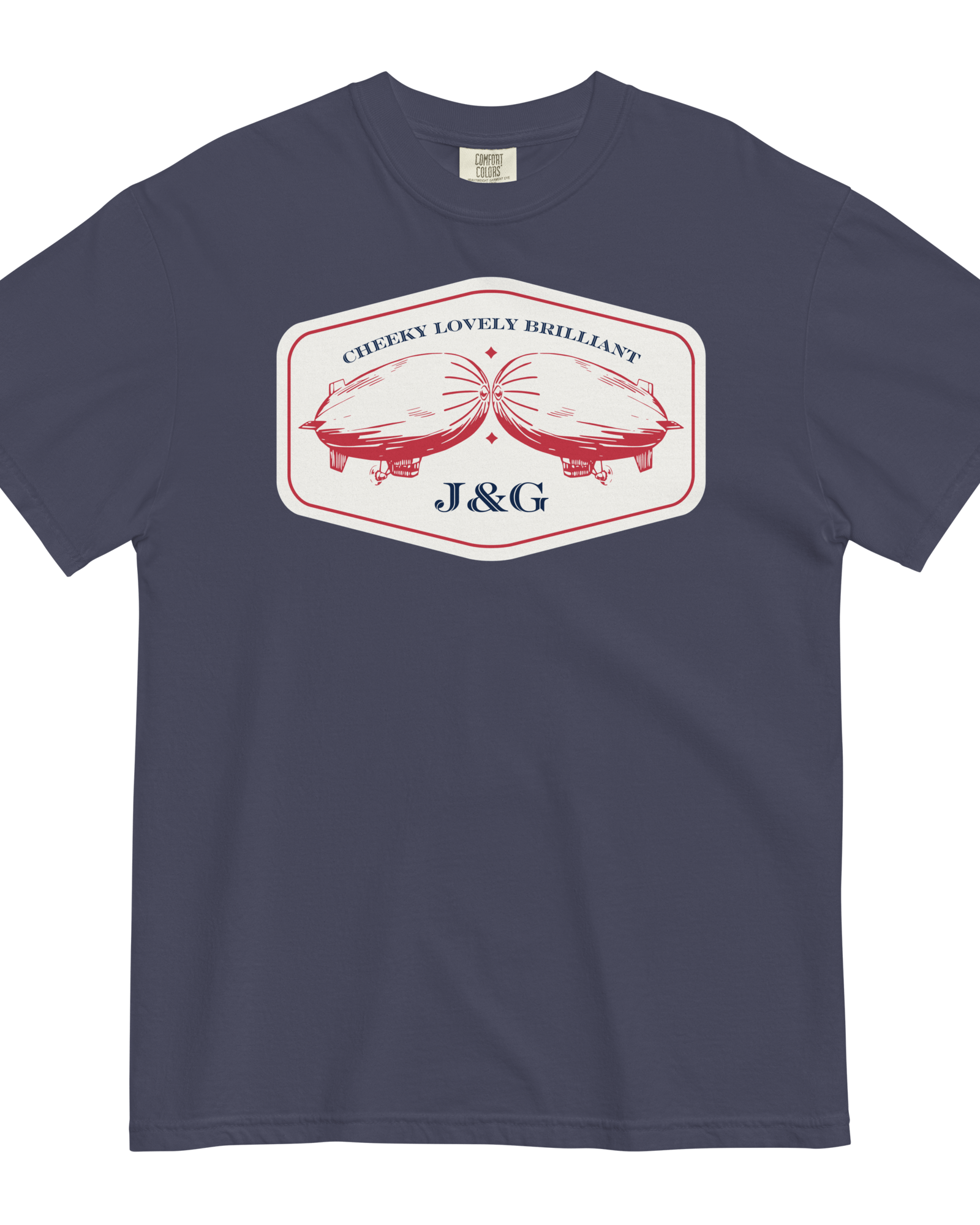 Jolly & Goode Shirts & Tops True Navy / S Cheeky Lovely Brilliant Airships T-shirt | Garment-Dyed Heavyweight Cotton Cheeky British Style