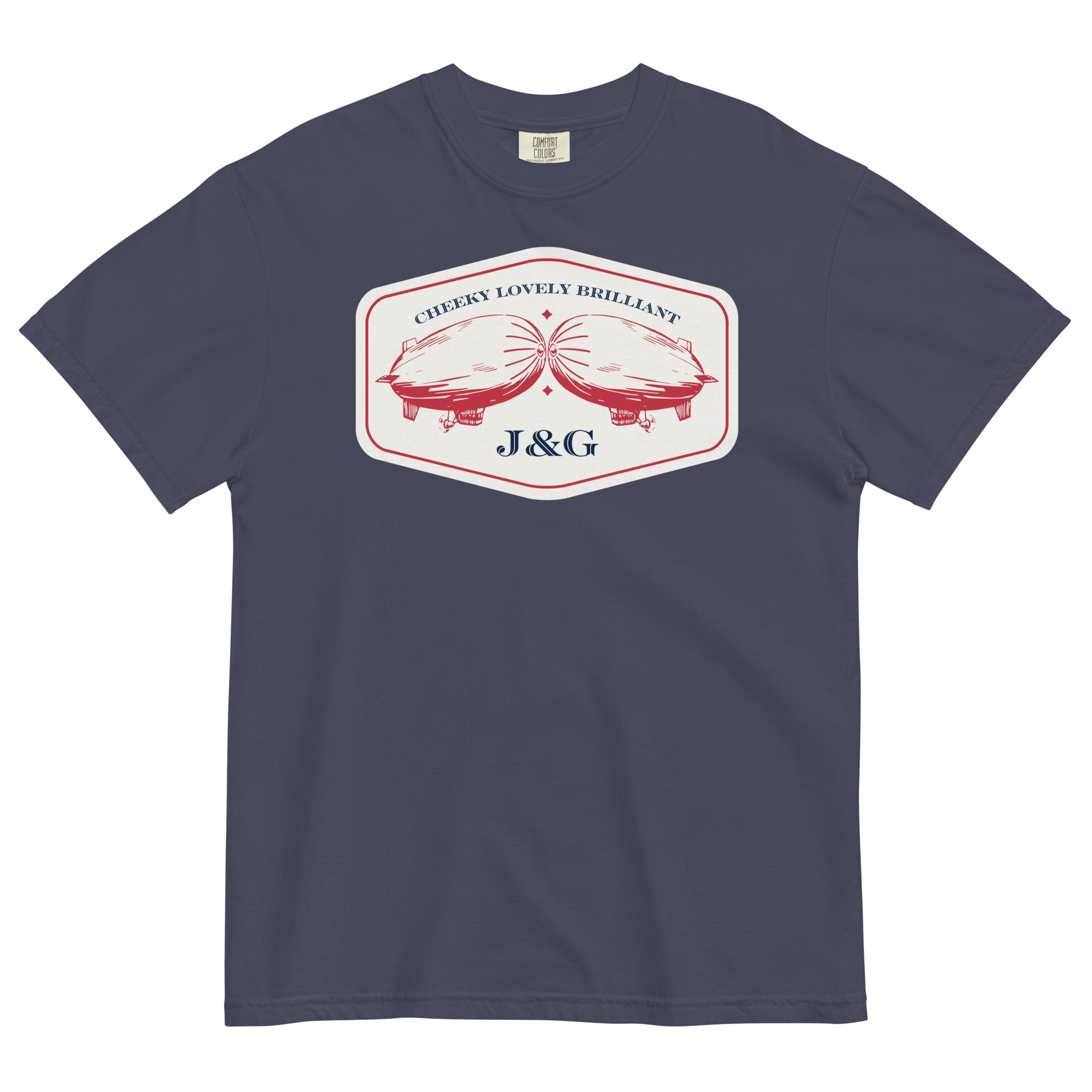Jolly & Goode Shirts & Tops True Navy / S Cheeky Lovely Brilliant Airships T-shirt | Garment-Dyed Heavyweight Cotton Cheeky British Style