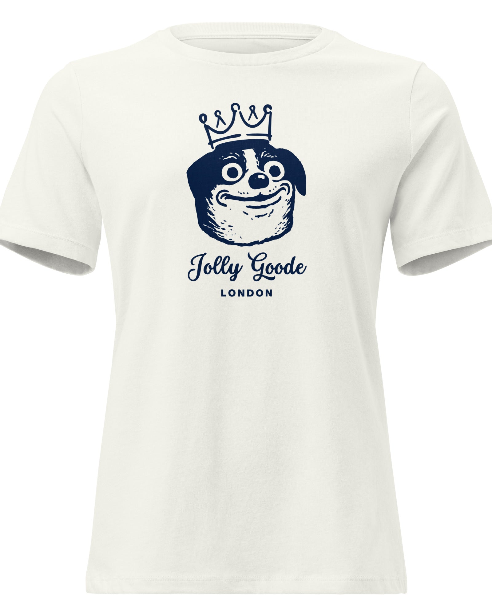 Jolly & Goode Shirts & Tops Vintage White / S Jolly Goode London, Crowned Dog, Women's Tee Cheeky British Style