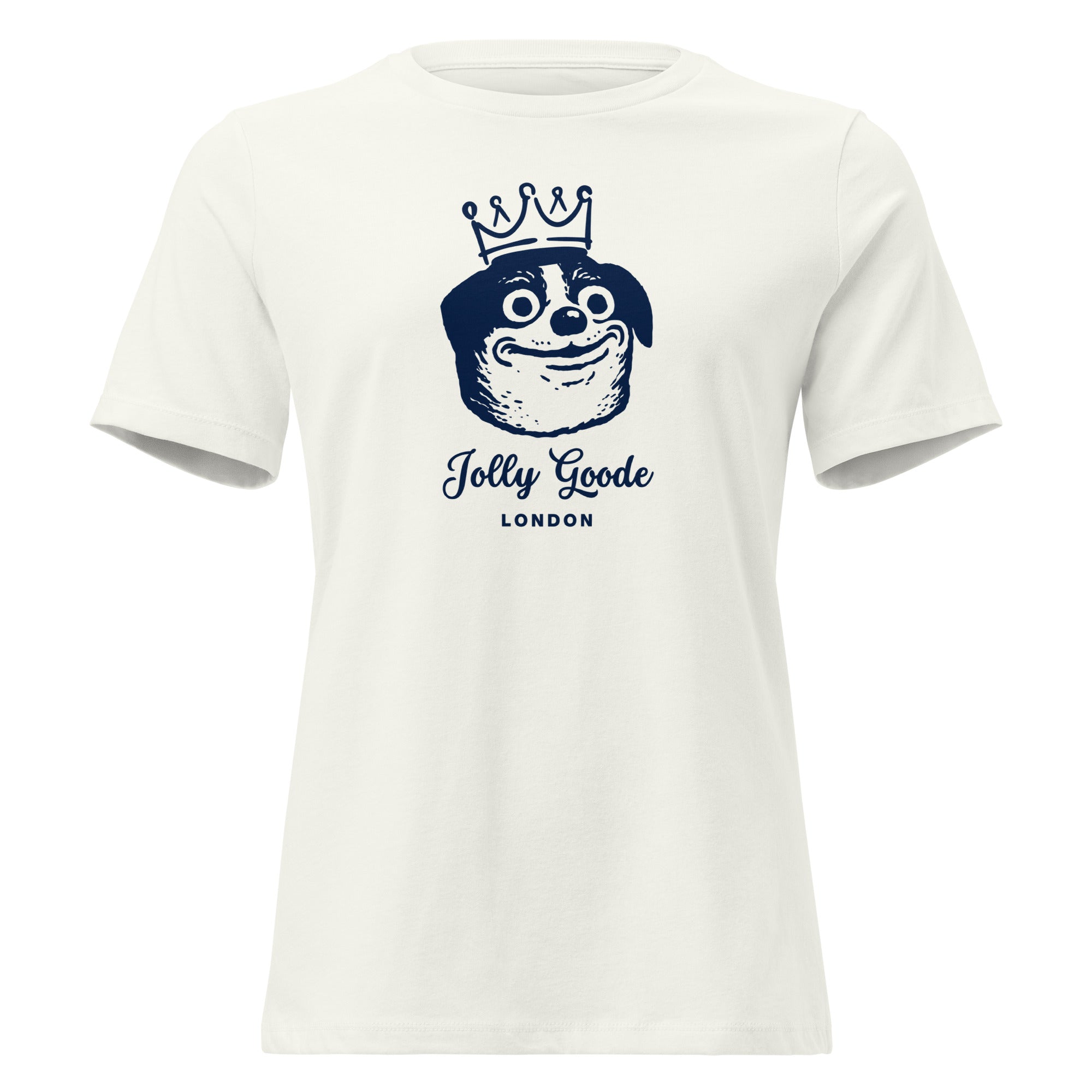 Jolly & Goode Shirts & Tops Vintage White / S Jolly Goode London, Crowned Dog, Women's Tee Cheeky British Style