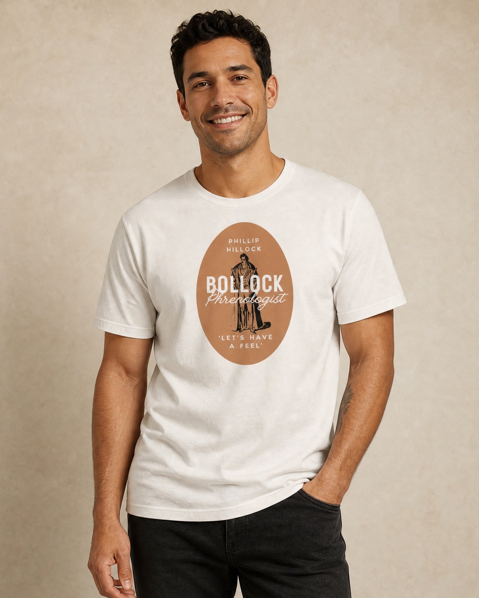 Jolly & Goode Shirts & Tops Vintage White / S Phillip Hillock Bollock Phrenologist Shirt Cheeky British Style