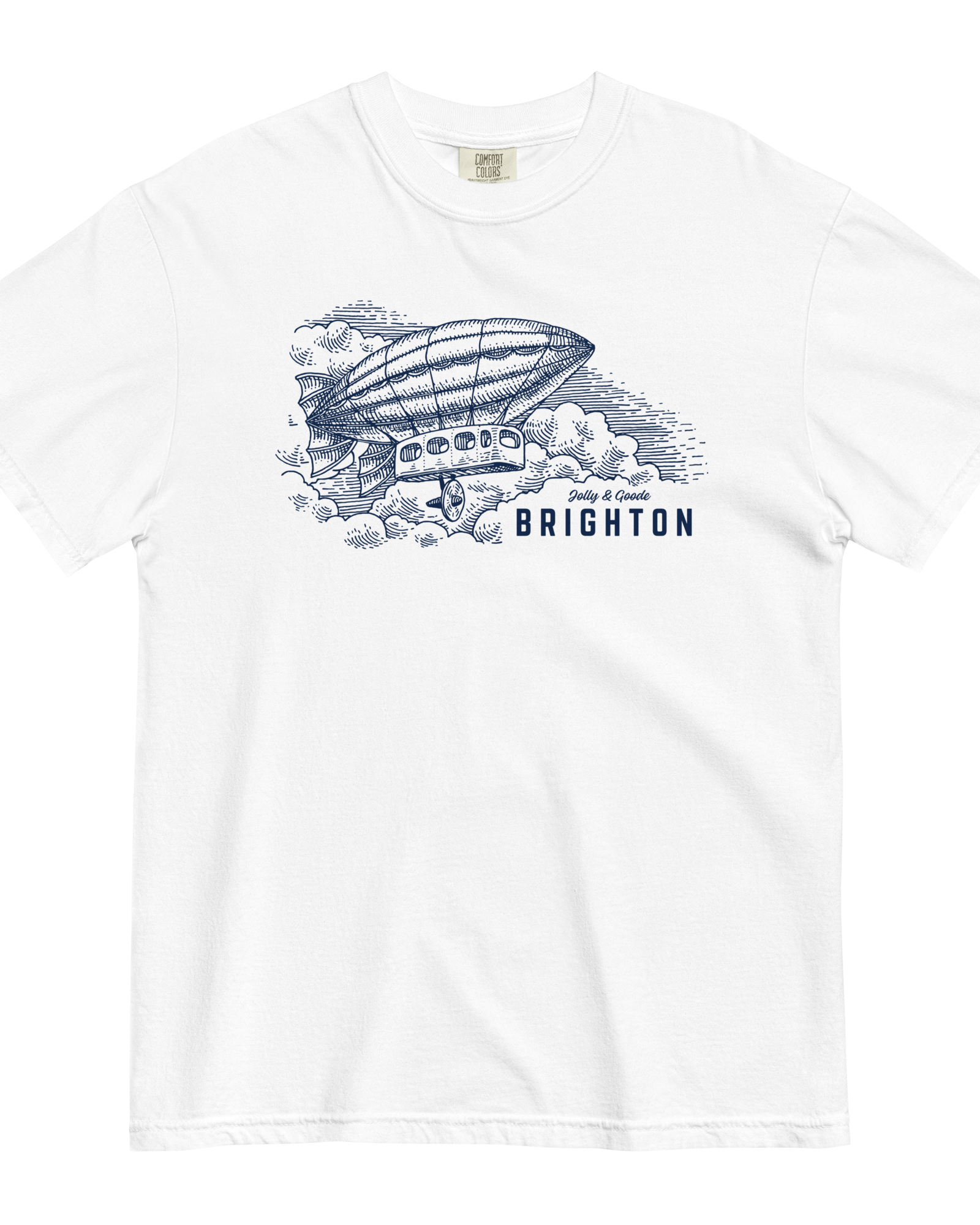 Jolly & Goode Shirts & Tops White / S Brighton Airship T-shirt | Garment-Dyed Heavyweight Cotton Cheeky British Style