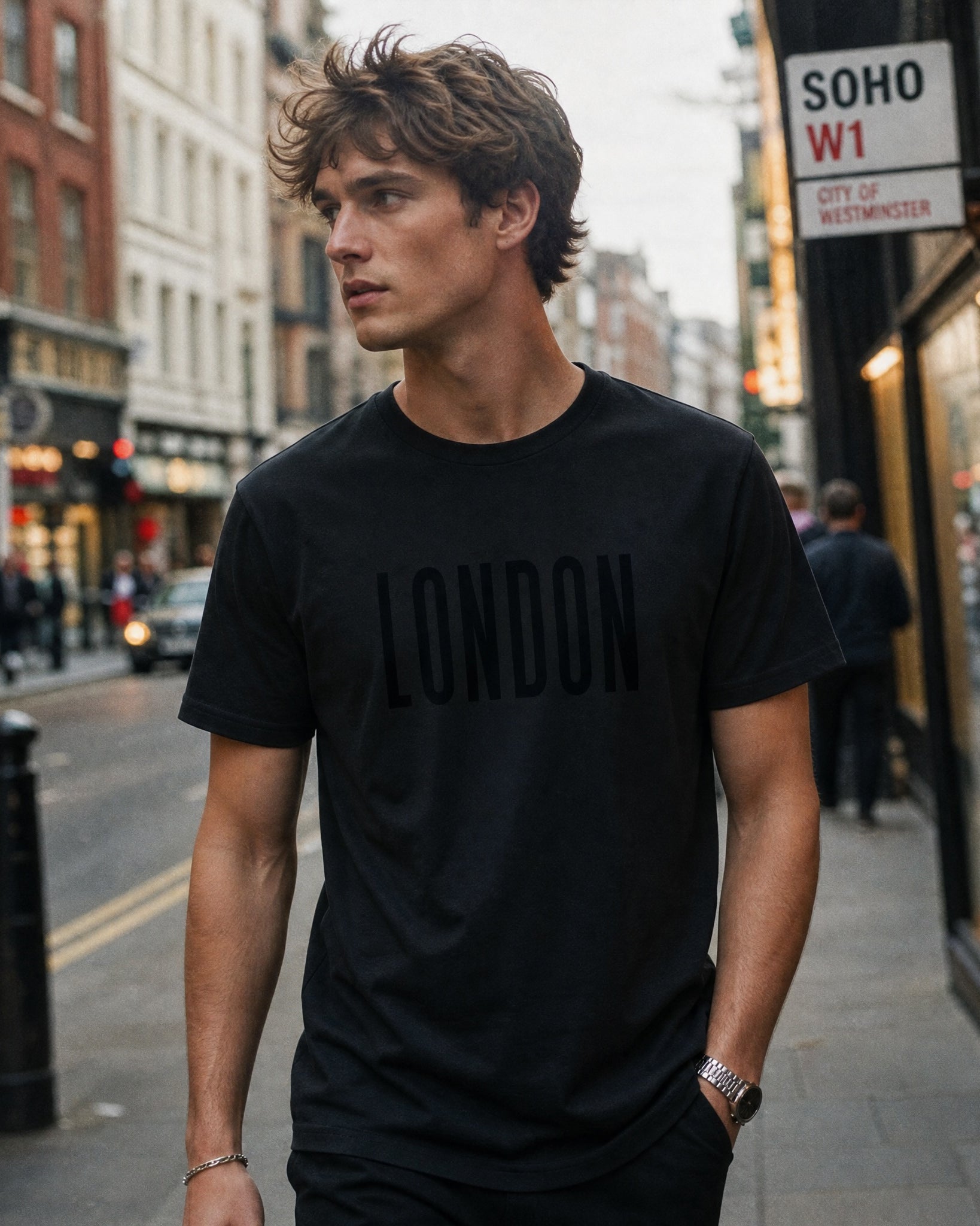 Jolly & Goode Shirts & Tops XS London Black on Black Design T-shirt Cheeky British Style