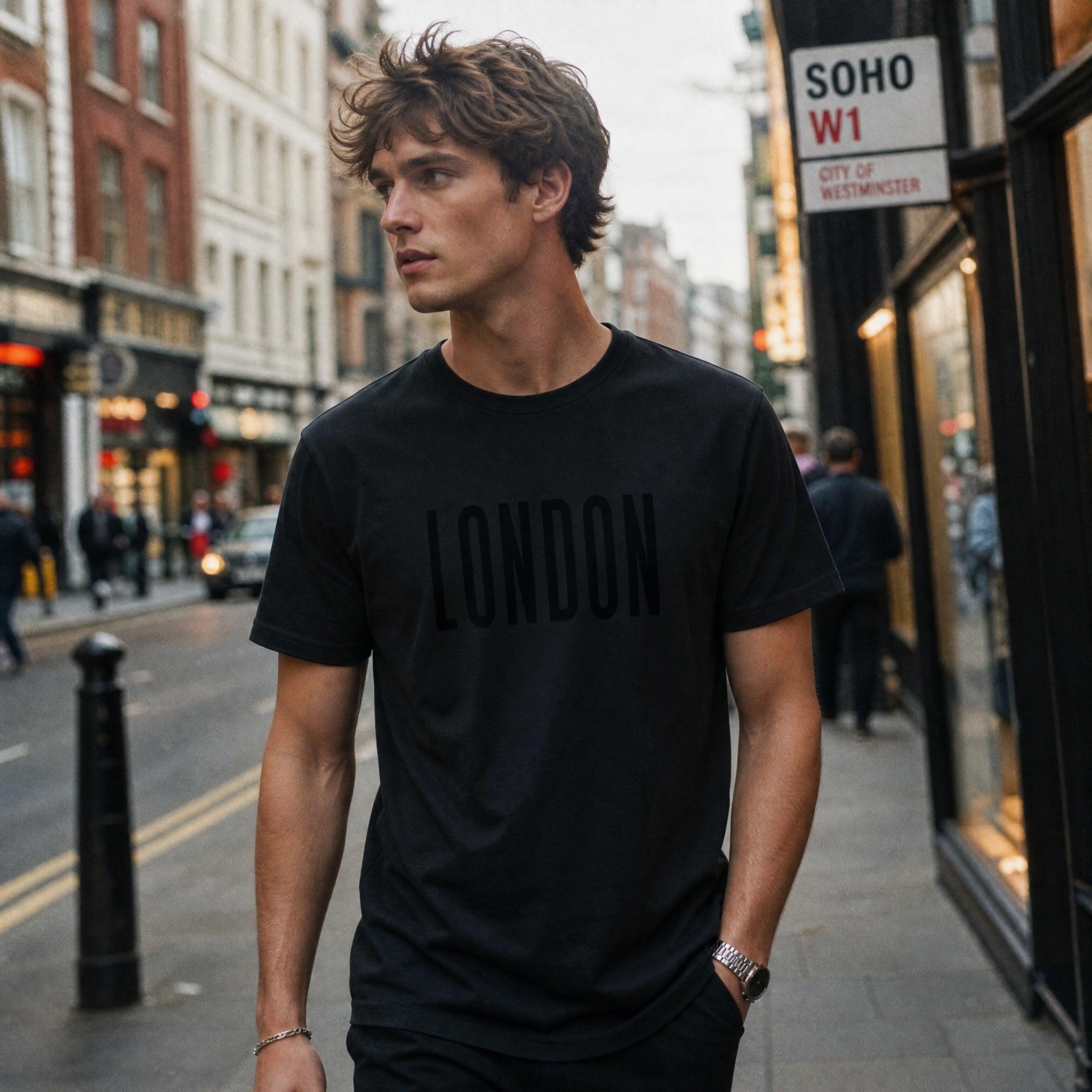 Jolly & Goode Shirts & Tops XS London Black on Black Design T-shirt Cheeky British Style