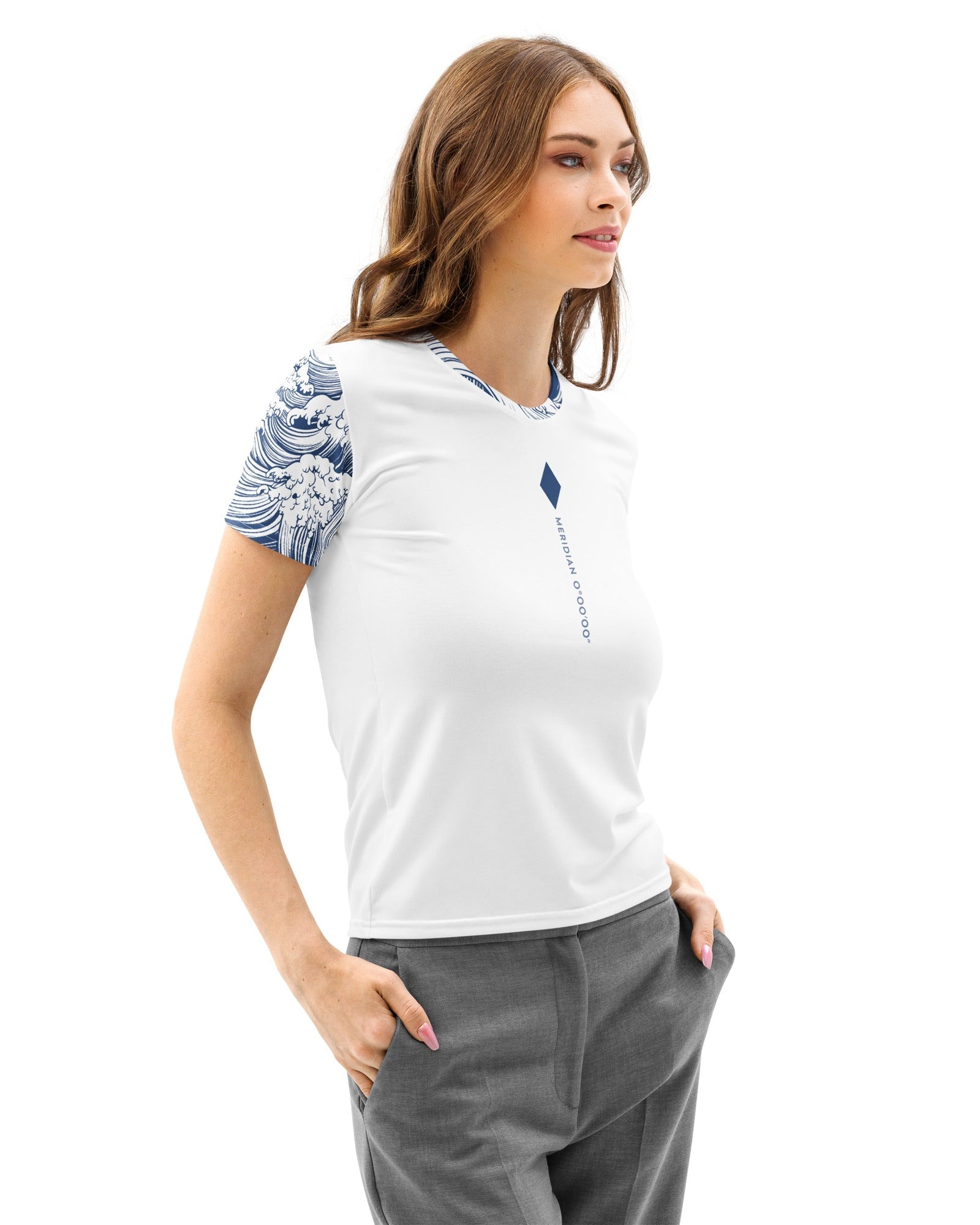 Jolly & Goode Shirts & Tops XS Meridian 0° 0' 0" Wave Action Women’s Cotton Tee Cheeky British Style