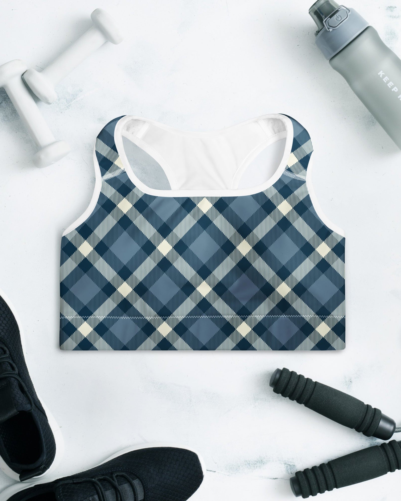 Jolly & Goode sports bras Cheeky Check Padded Racerback Sports Bra Cheeky British Style