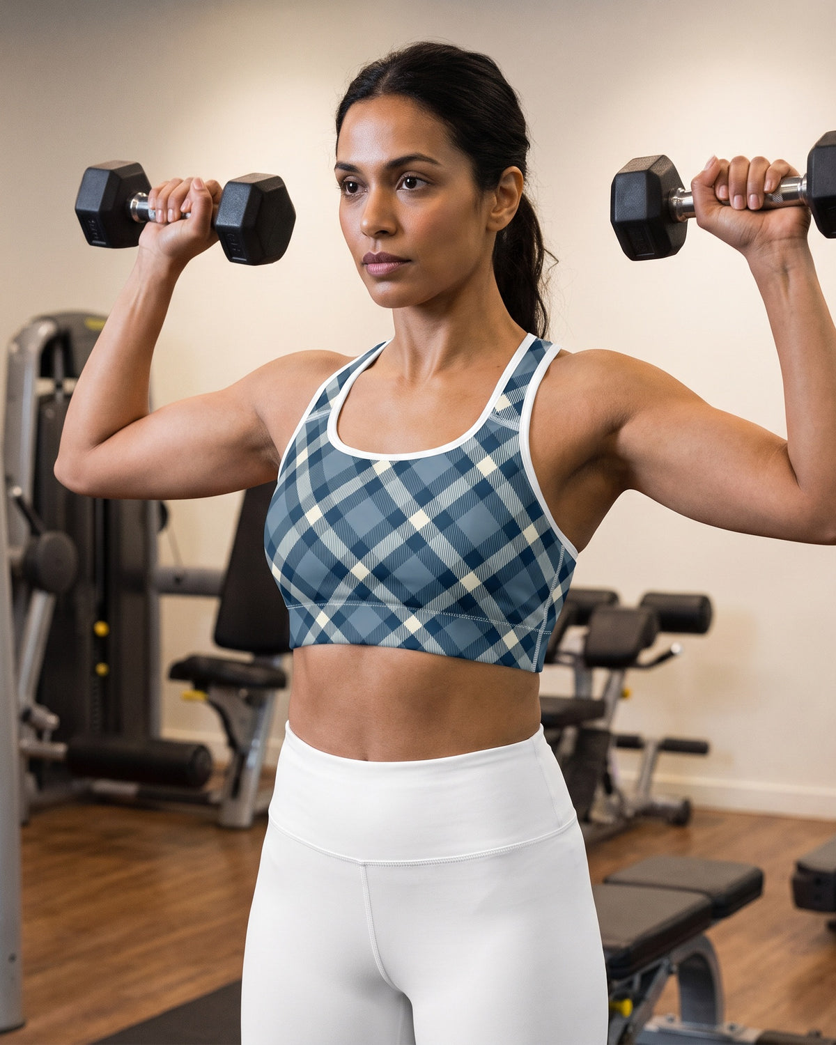 Jolly & Goode sports bras Cheeky Check Padded Racerback Sports Bra Cheeky British Style