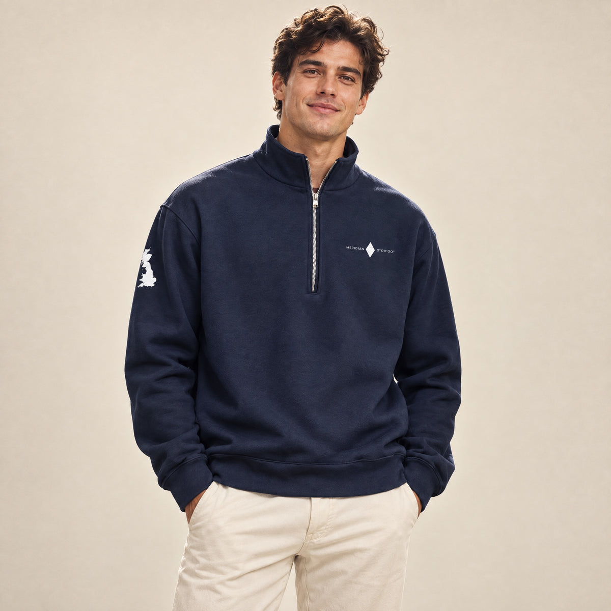 Jolly & Goode Sweatshirt Meridian Half-Zip Pullover | British Heritage Fleece Cheeky British Style