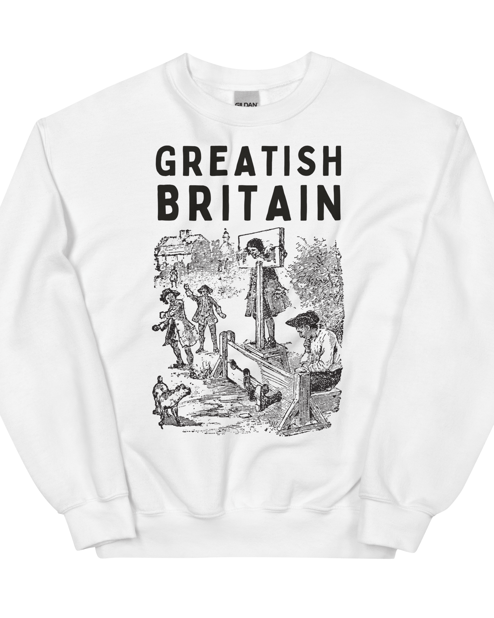 Jolly & Goode Sweatshirt White / S Greatish Britain Pillory Sweatshirt | Unisex Cheeky British Style