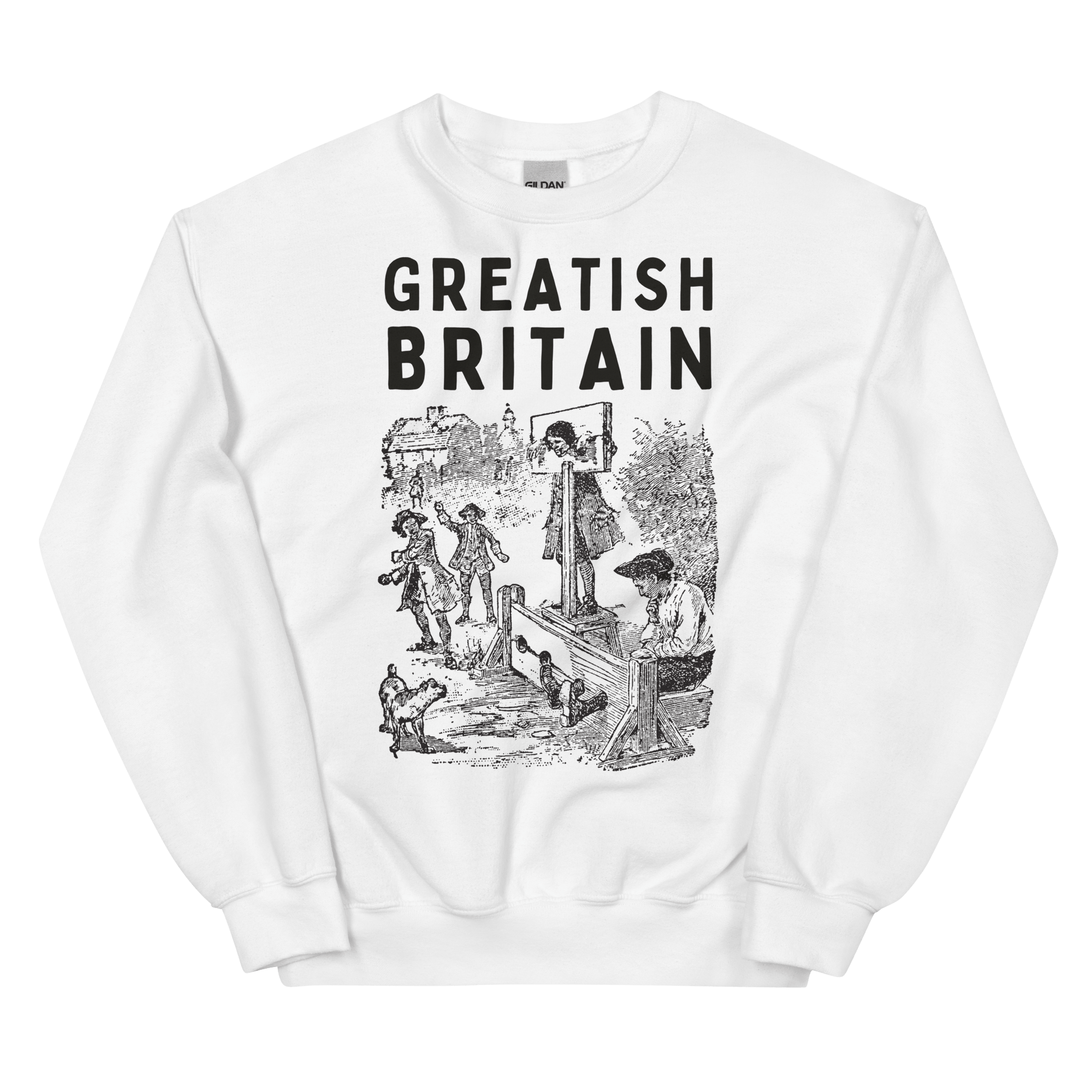 Jolly & Goode Sweatshirt White / S Greatish Britain Pillory Sweatshirt | Unisex Cheeky British Style