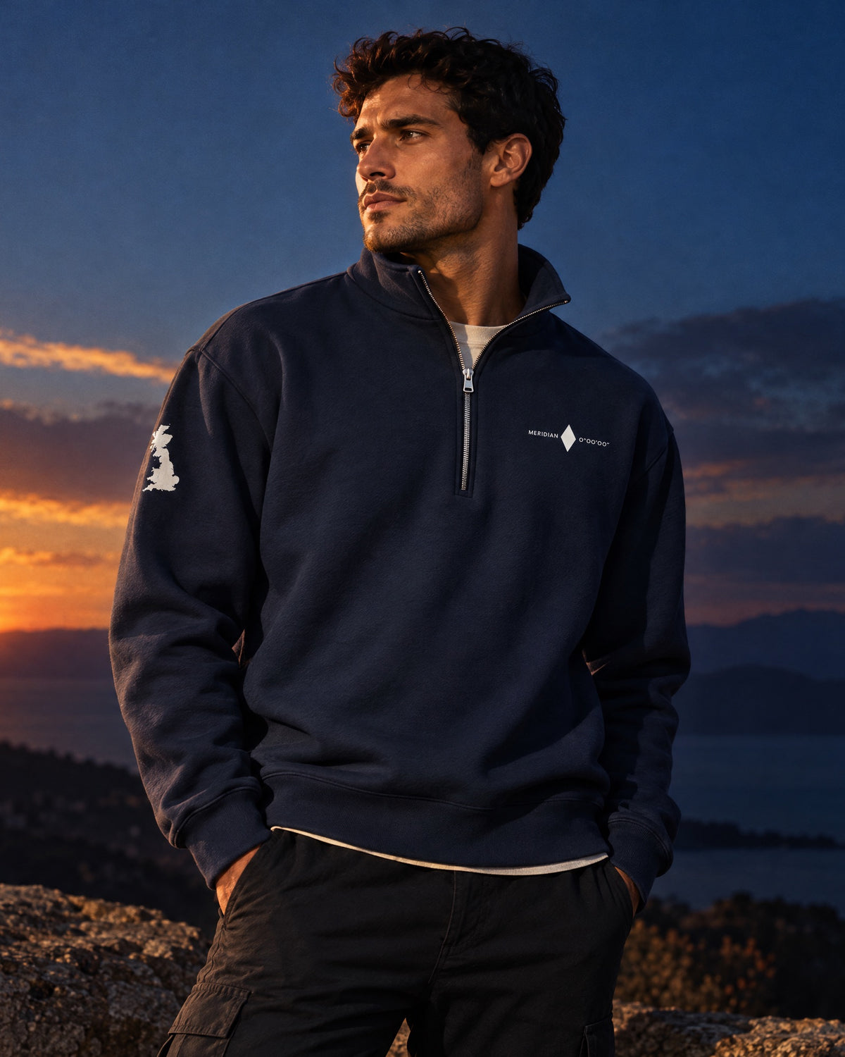 Jolly & Goode Sweatshirt XS Meridian Half-Zip Pullover | British Heritage Fleece Cheeky British Style